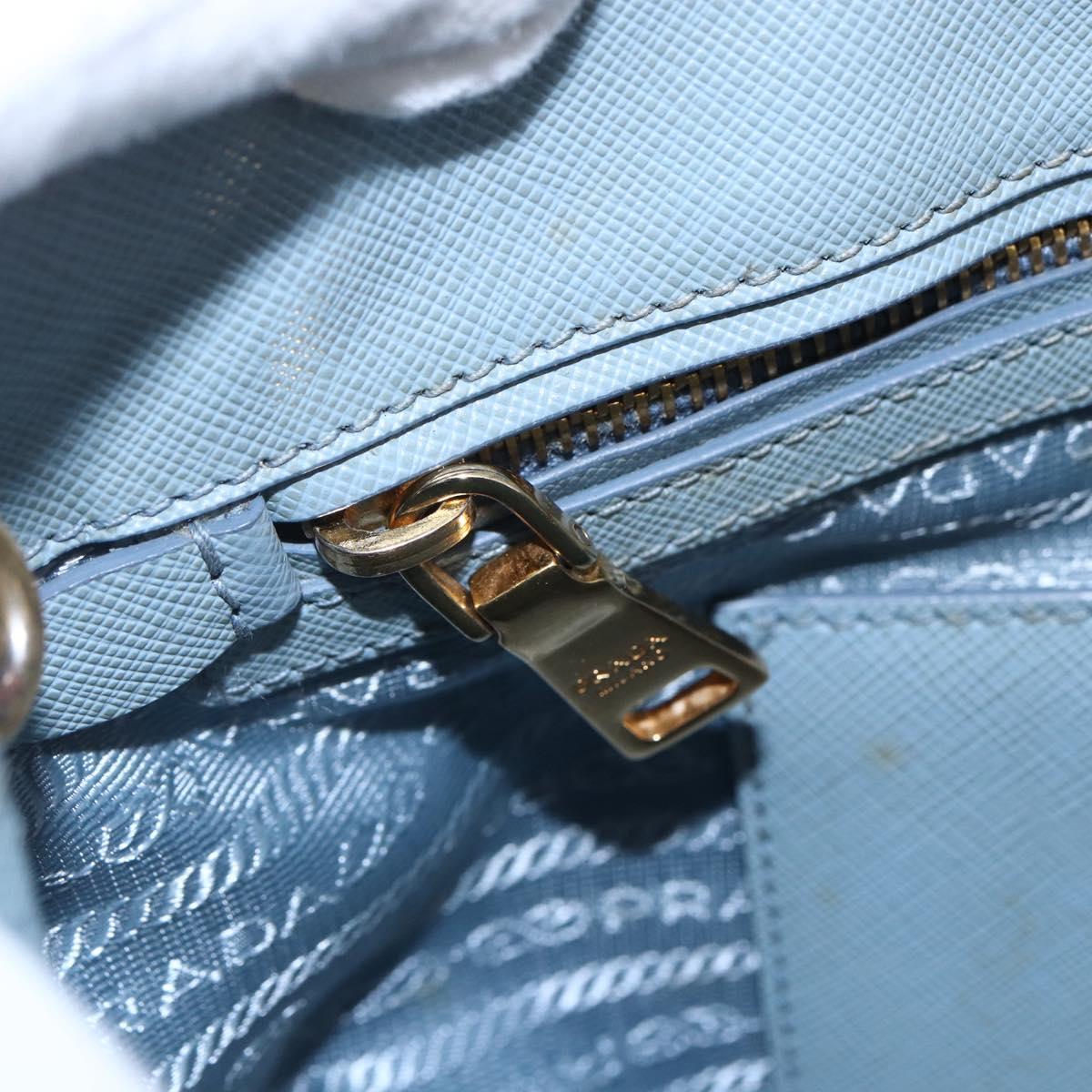 PRADA Galleria Hand Bag Safiano leather 2way Light Blue Gold Auth 149570