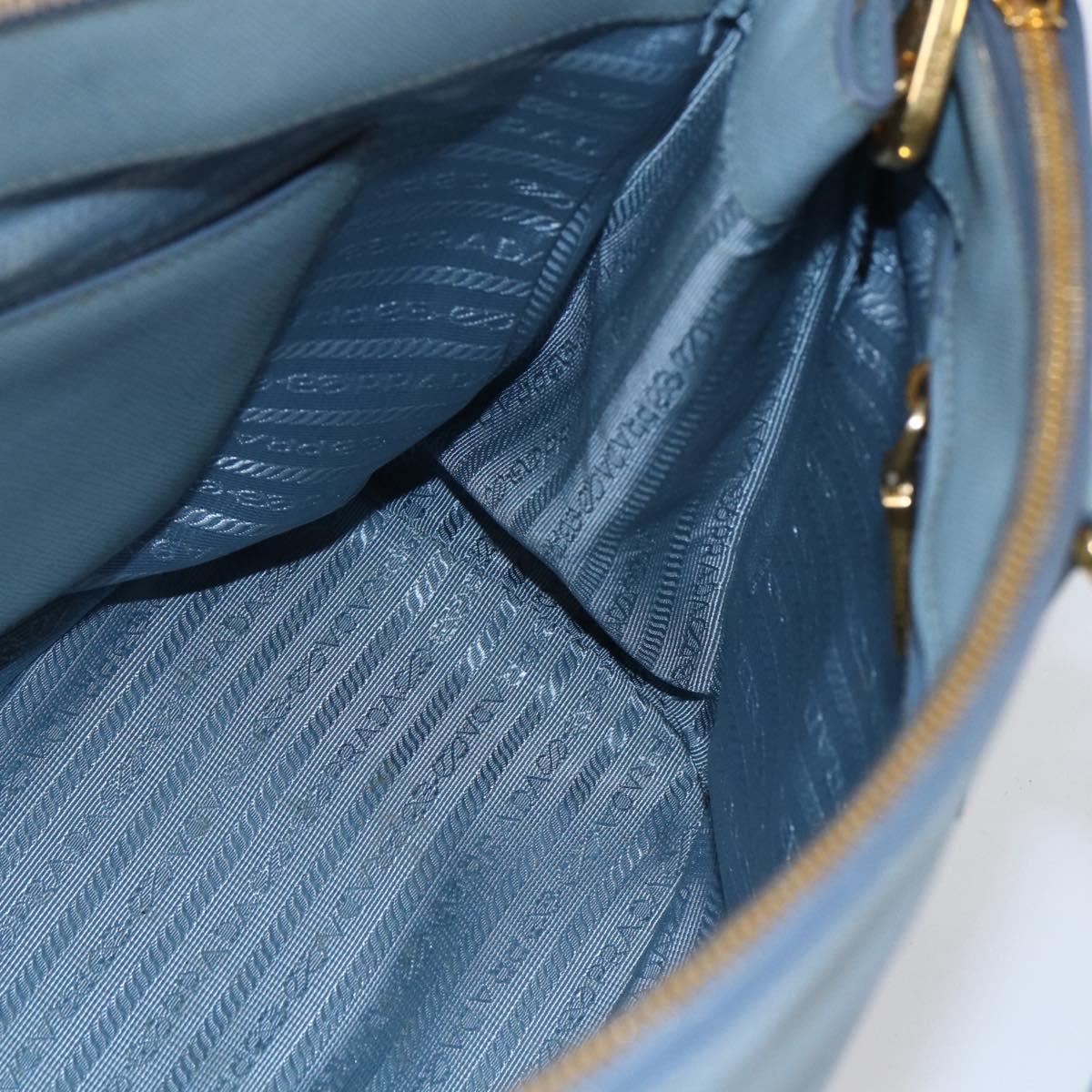 PRADA Galleria Hand Bag Safiano leather 2way Light Blue Gold Auth 149570