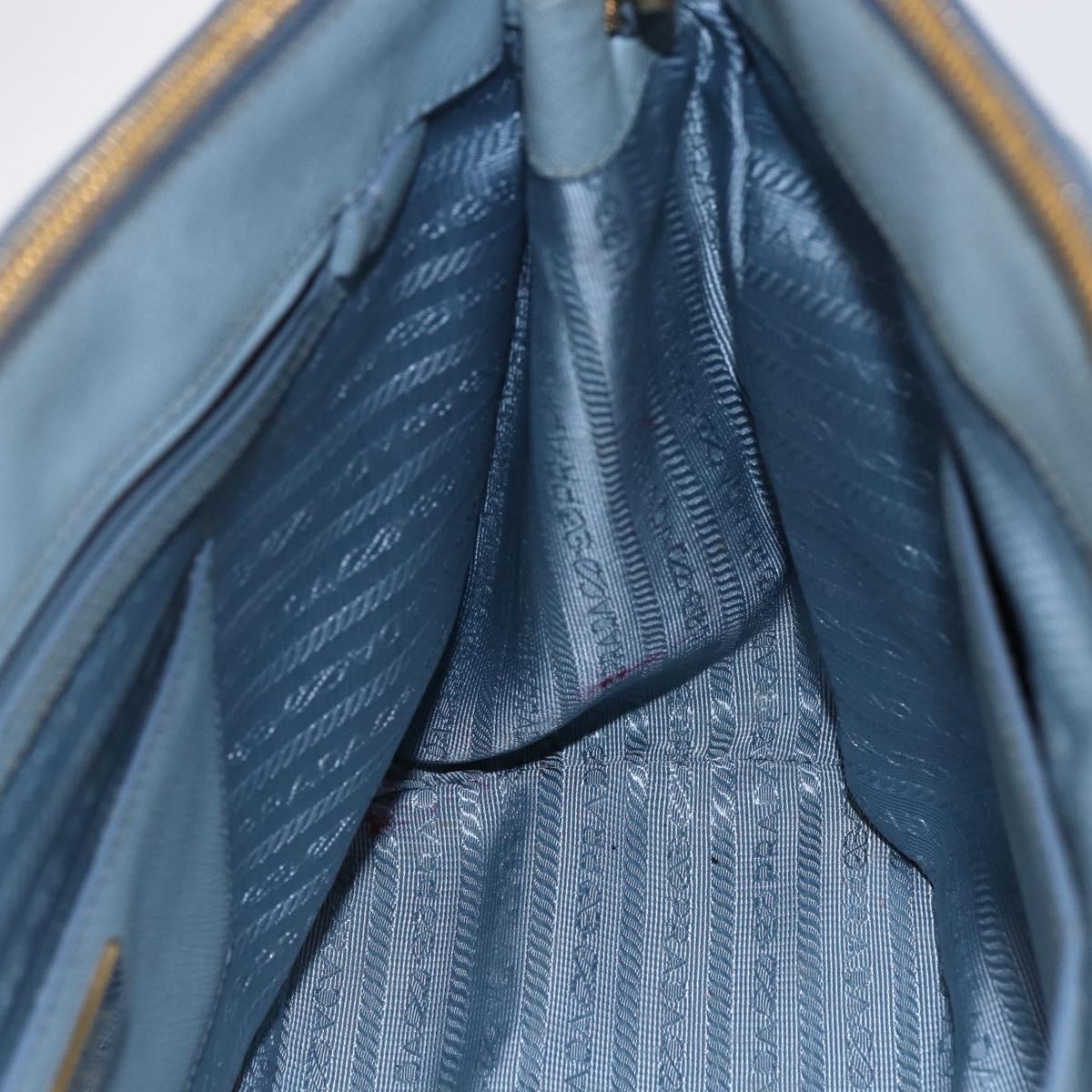 PRADA Galleria Hand Bag Safiano leather 2way Light Blue Gold Auth 149570