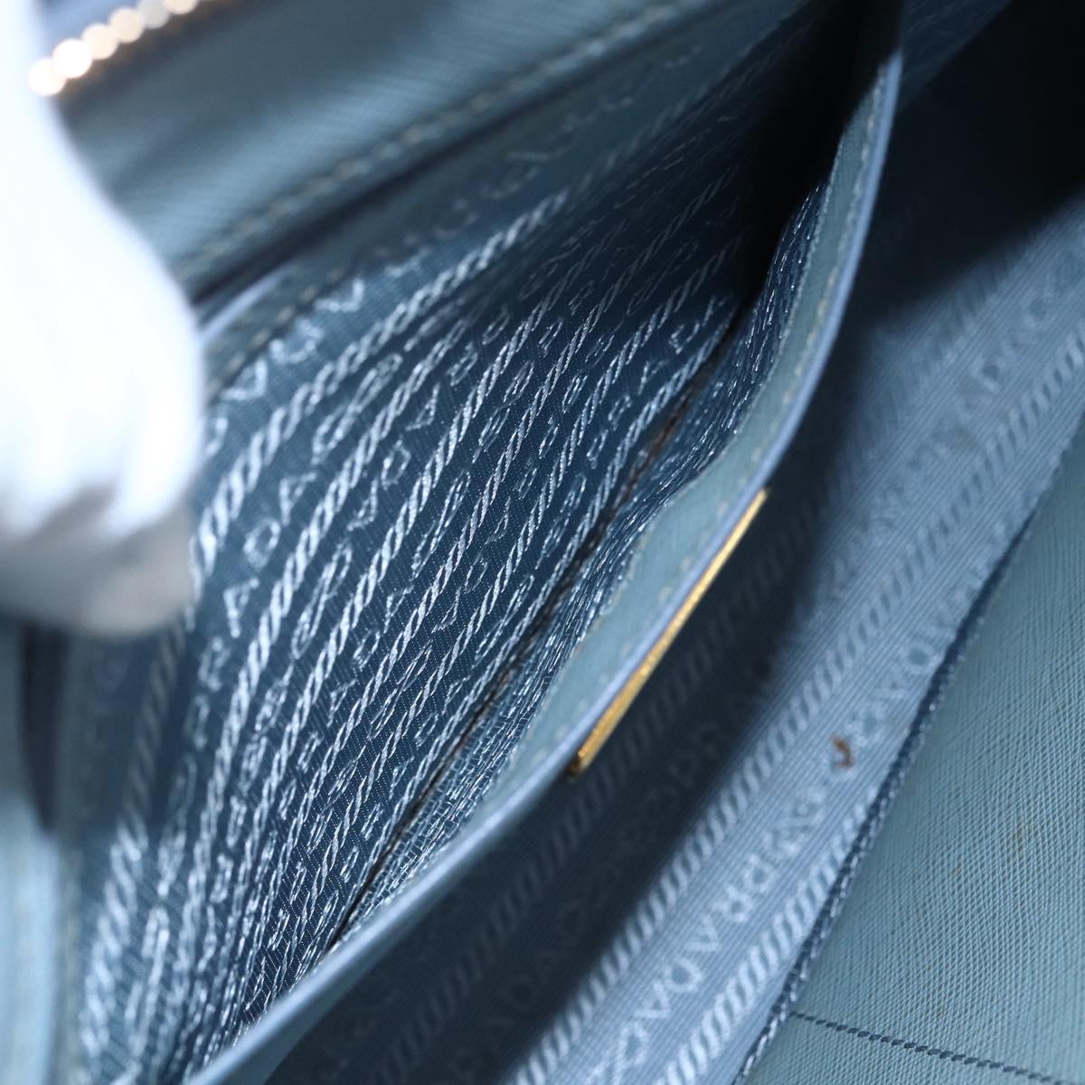 PRADA Galleria Hand Bag Safiano leather 2way Light Blue Gold Auth 149570