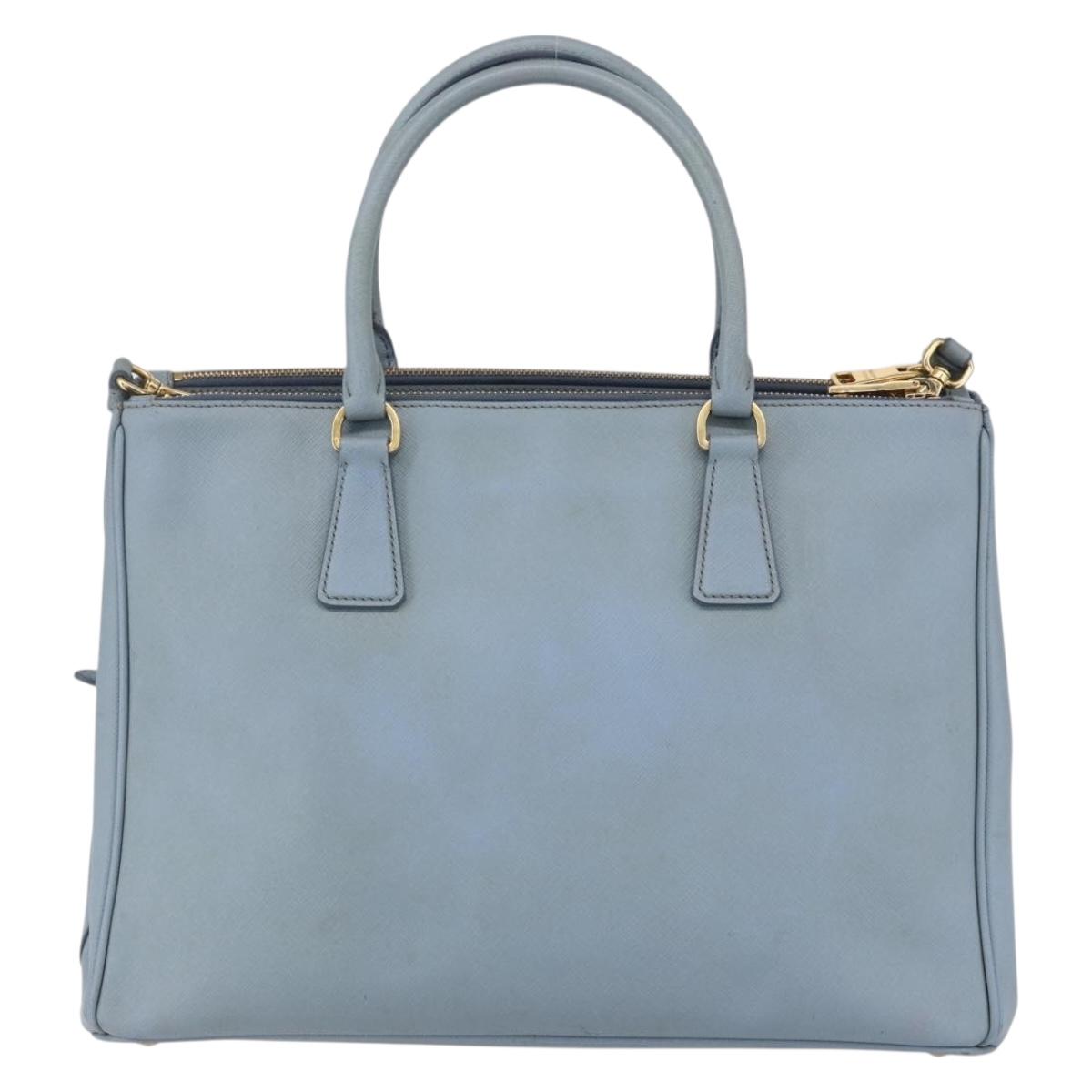 PRADA Galleria Hand Bag Safiano leather 2way Light Blue Gold Auth 149570