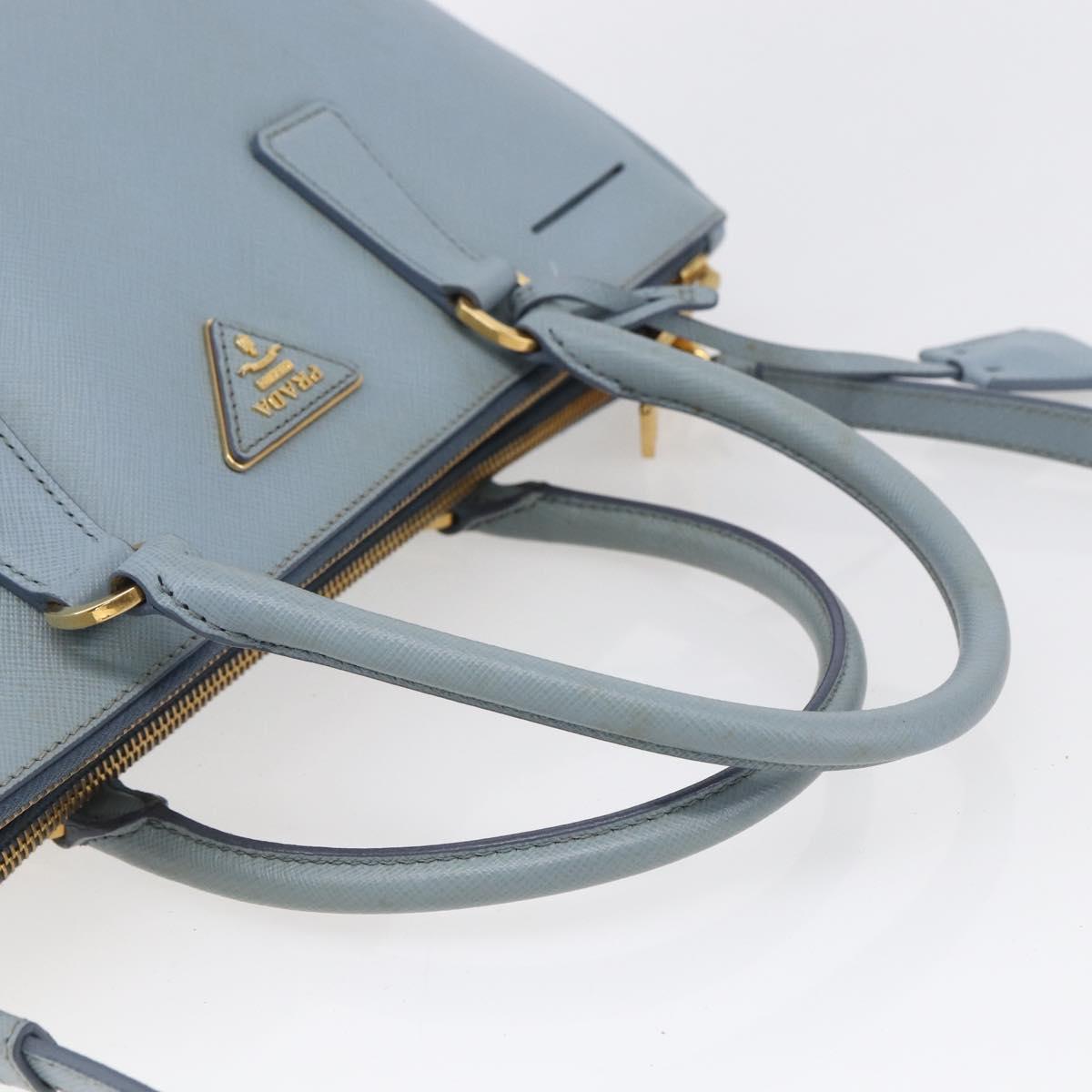 PRADA Galleria Hand Bag Safiano leather 2way Light Blue Gold Auth 149570