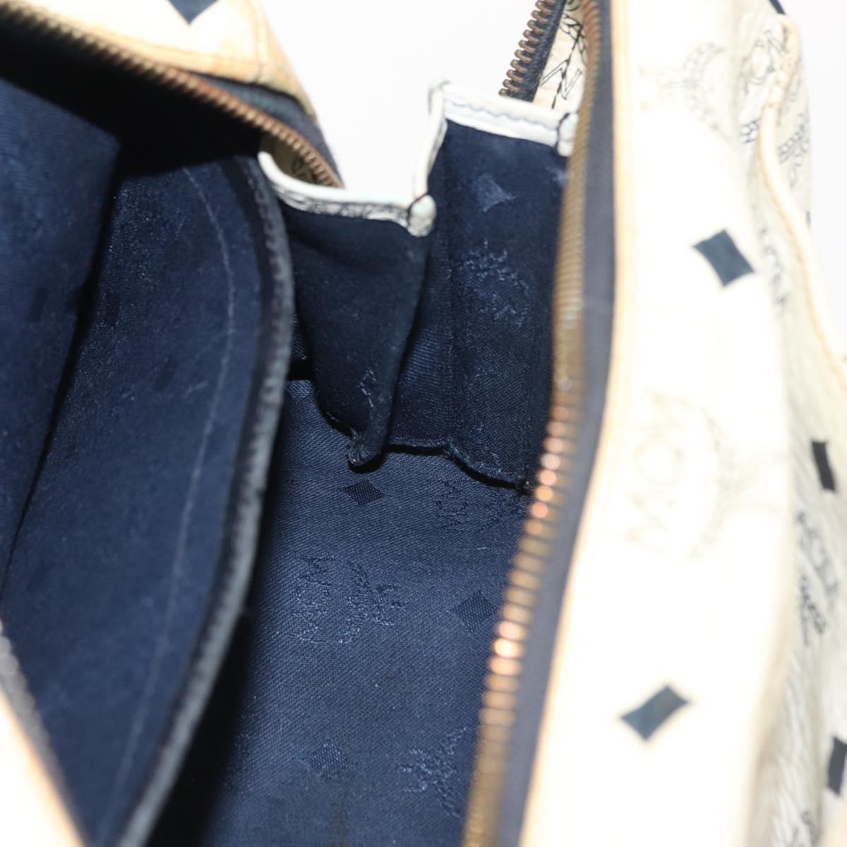 MCM Logogram Vicetos Mini Hand Bag PVC 2way White Gold Auth 149573