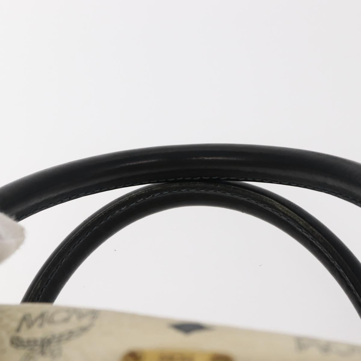 MCM Logogram Vicetos Mini Hand Bag PVC 2way White Gold Auth 149573