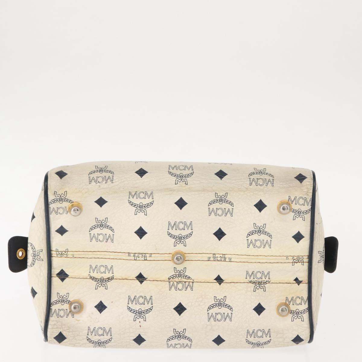 MCM Logogram Vicetos Mini Hand Bag PVC 2way White Gold Auth 149573