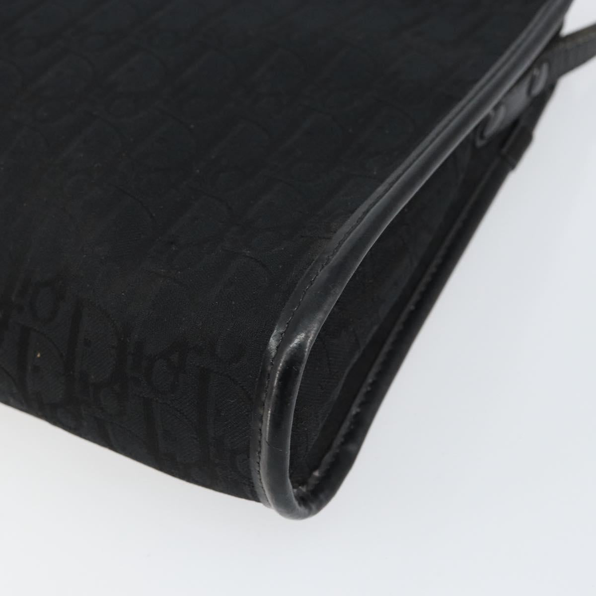 Christian Dior Trotter Canvas Shoulder Bag Black Gold Auth 149574