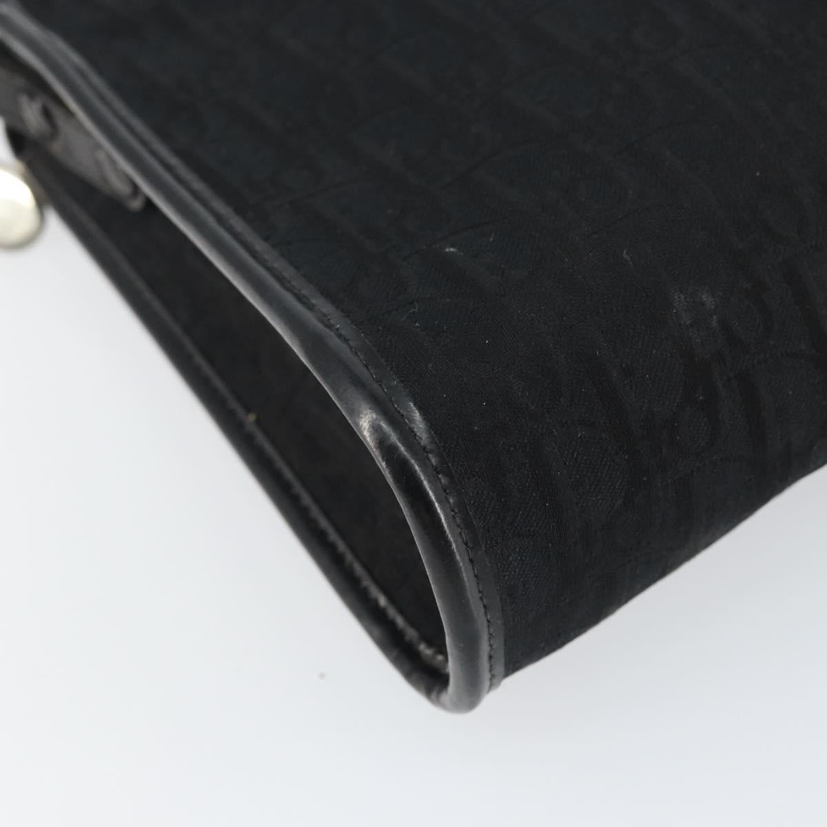 Christian Dior Trotter Canvas Shoulder Bag Black Gold Auth 149574