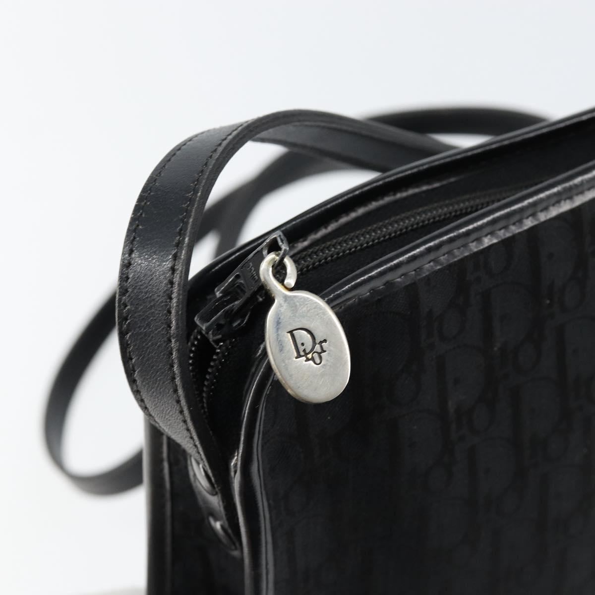 Christian Dior Trotter Canvas Shoulder Bag Black Gold Auth 149574