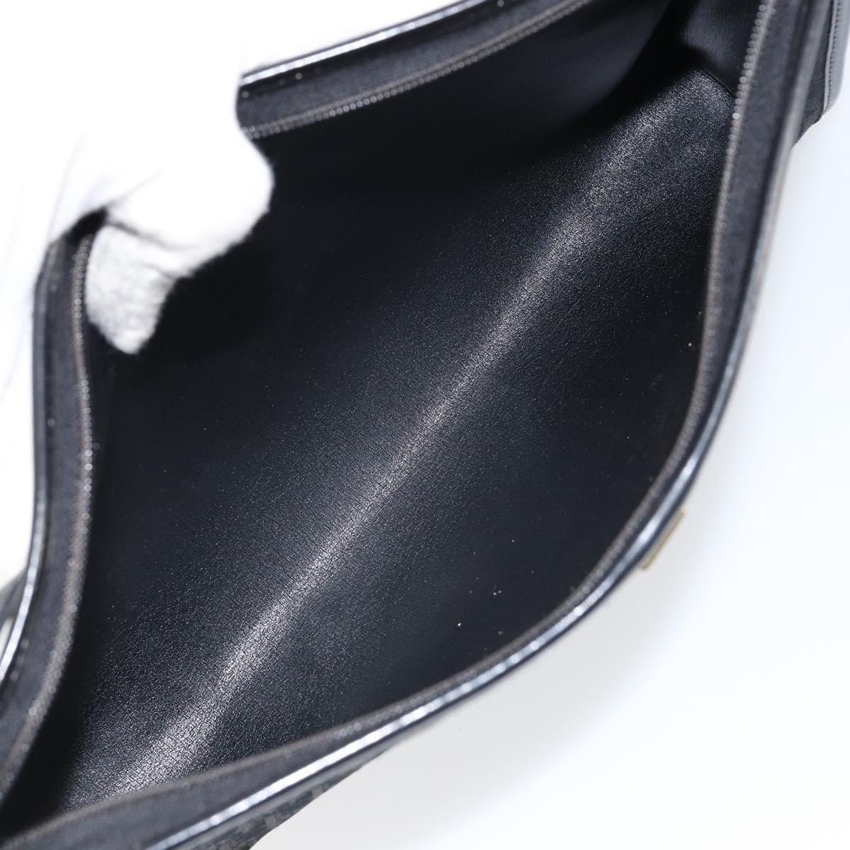 Christian Dior Trotter Canvas Shoulder Bag Black Gold Auth 149574