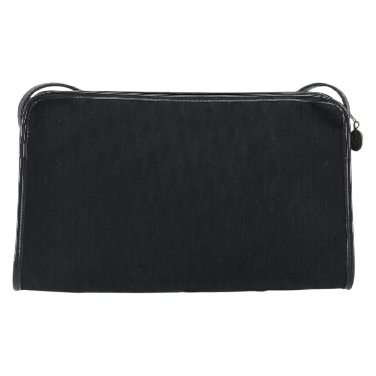 Christian Dior Trotter Canvas Shoulder Bag Black Gold Auth 149574