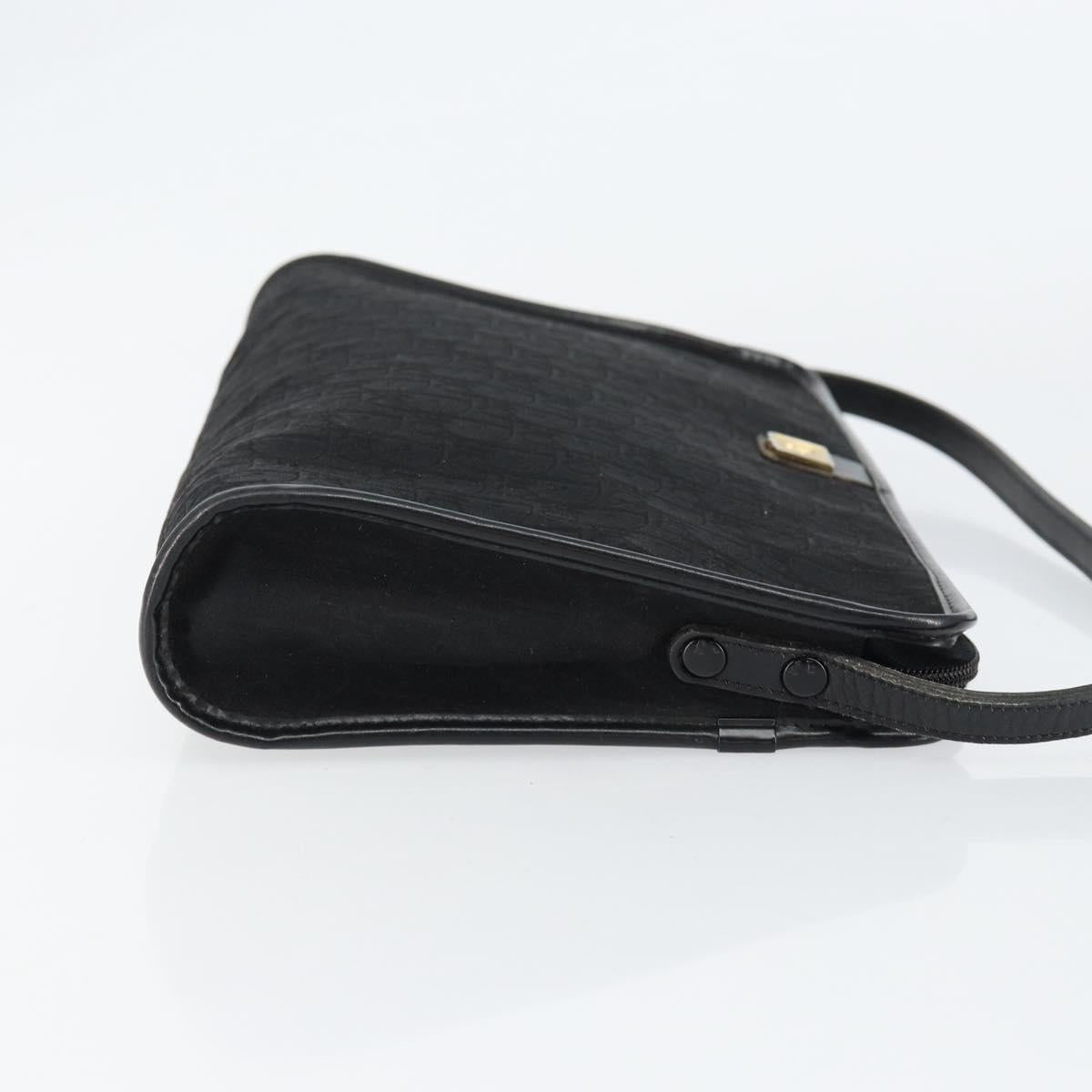 Christian Dior Trotter Canvas Shoulder Bag Black Gold Auth 149574