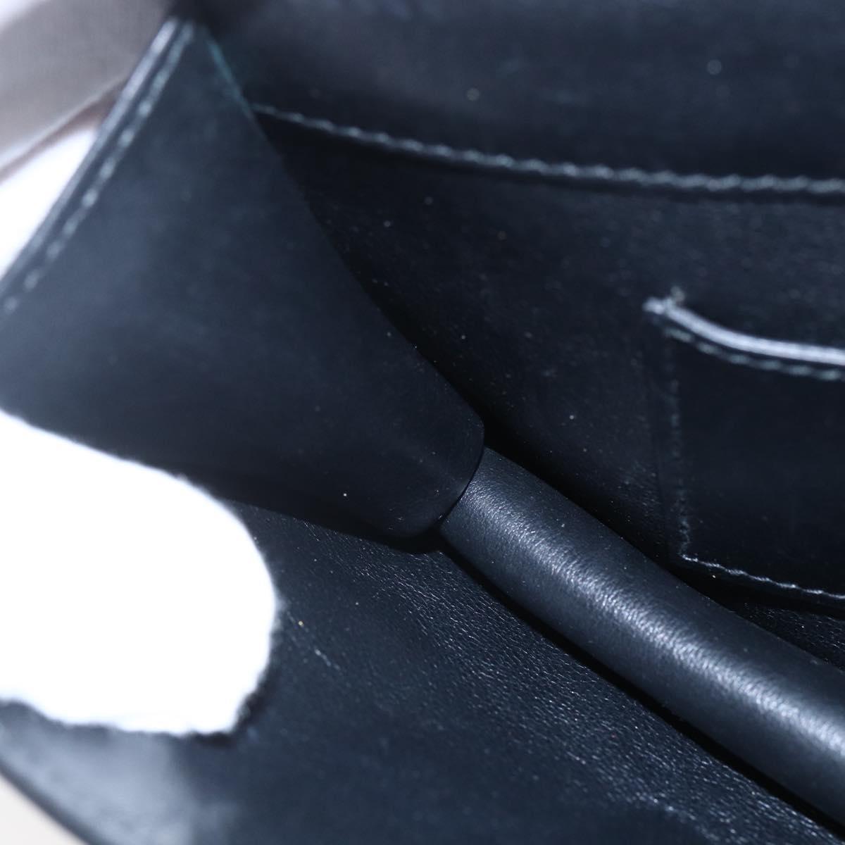 BVLGARI Chain Shoulder Bag Leather Black Gold Auth 149576