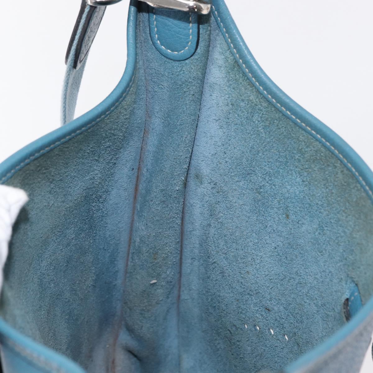 HERMES Evelyn 2 PM Shoulder Bag Leather Blue Silver Auth 149578