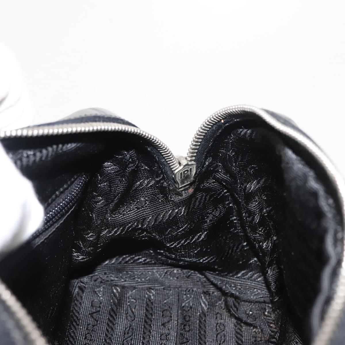 PRADA Hand Bag Nylon Leather Black Silver Auth 149582