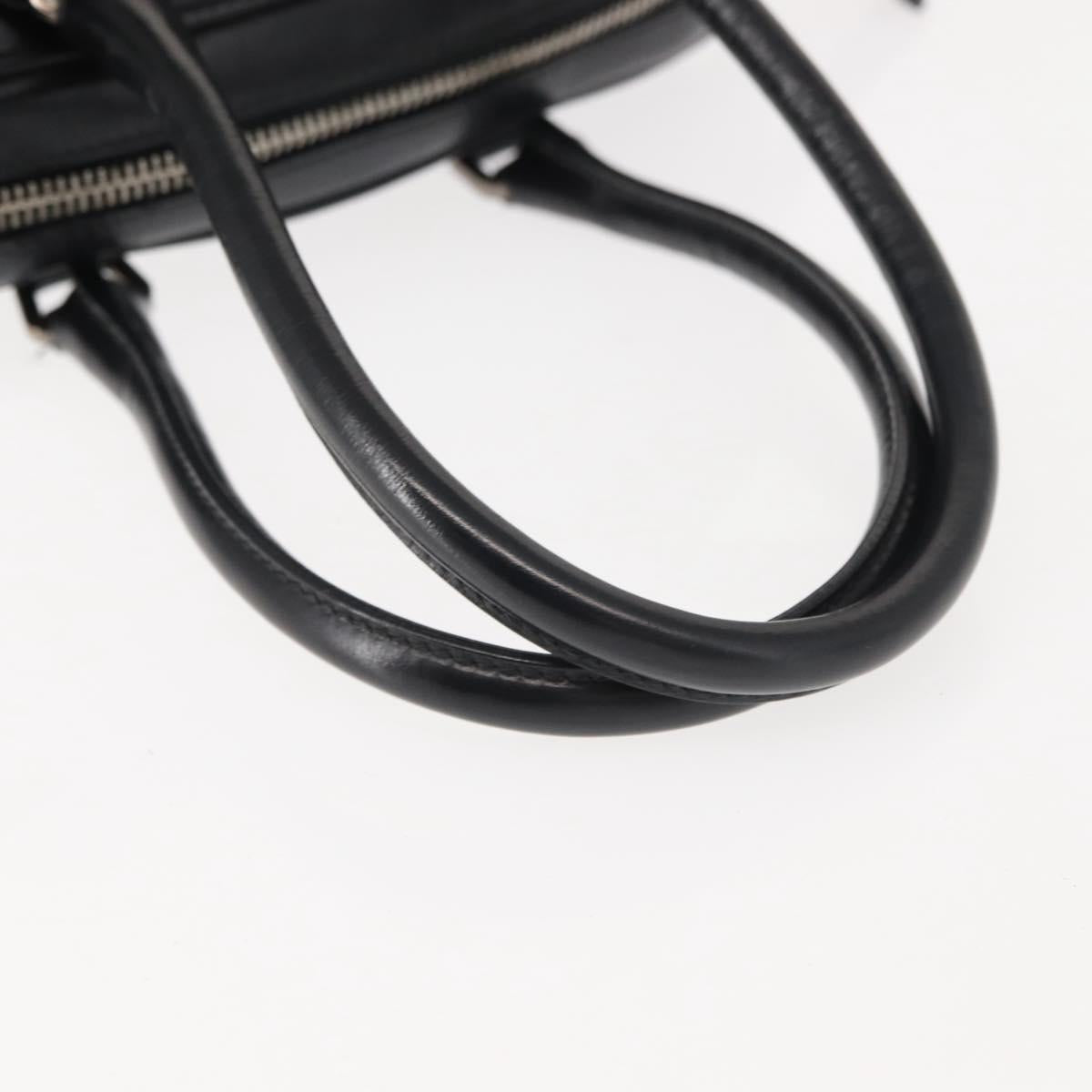 PRADA Hand Bag Nylon Leather Black Silver Auth 149582