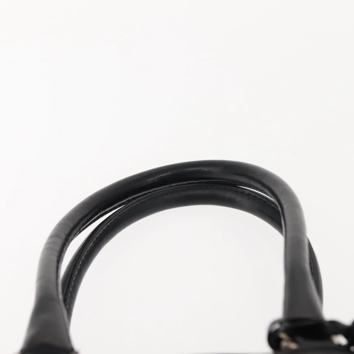 PRADA Hand Bag Nylon Leather Black Silver Auth 149582