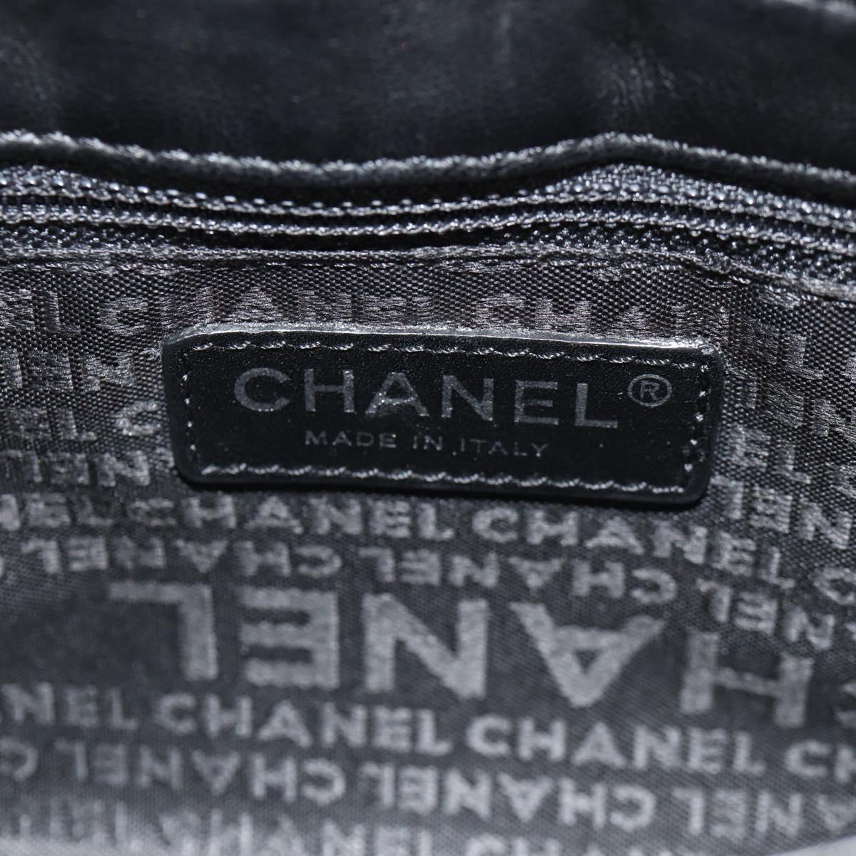 CHANEL Chain COCO Mark Camelia Shoulder Bag Velor Black Silver CC Auth 149585V