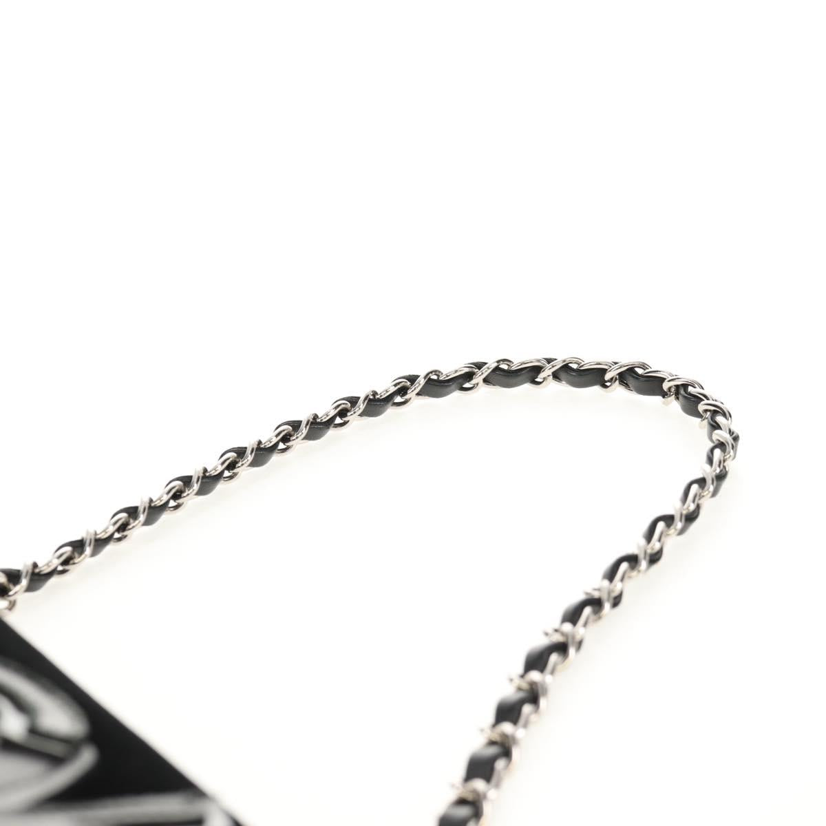 CHANEL Chain COCO Mark Camelia Shoulder Bag Velor Black Silver CC Auth 149585V