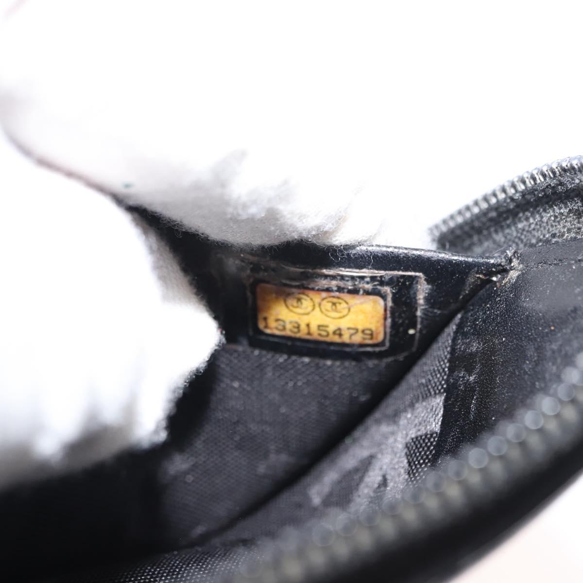 CHANEL Cambon Line Organizer Long Wallet Leather Black Silver CC Auth 149586