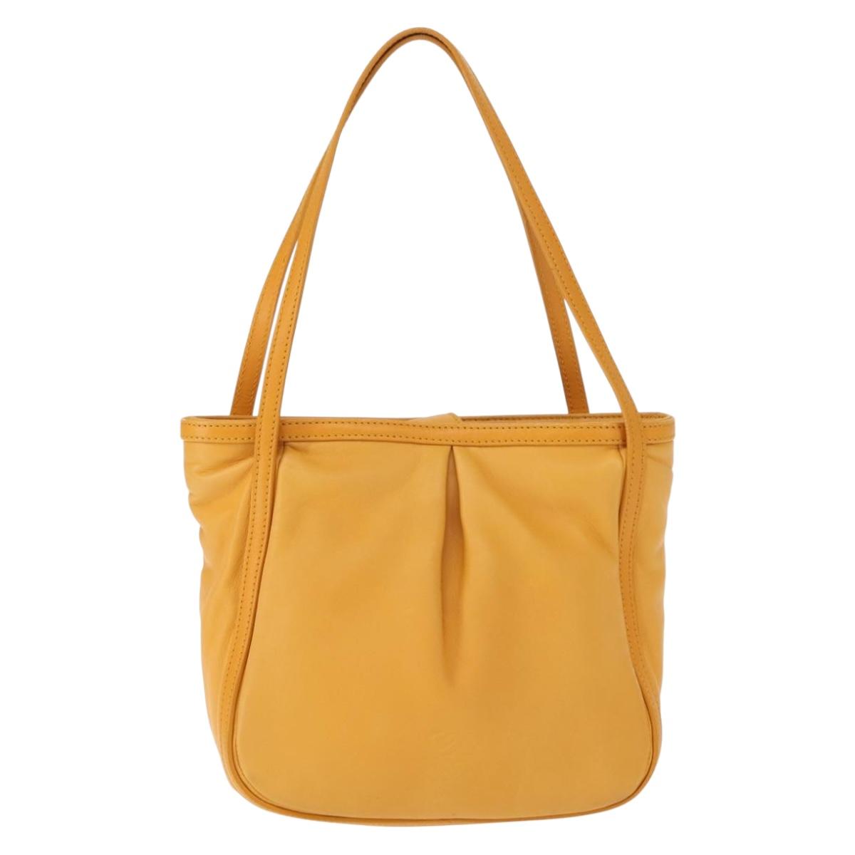 LOEWE Anagram Hand Bag Leather Yellow Auth 149588