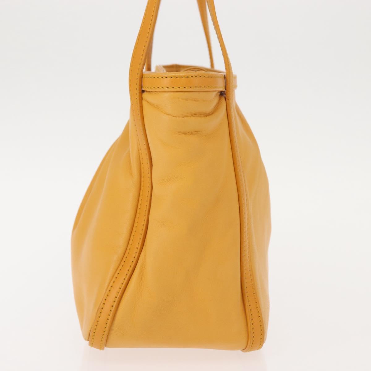 LOEWE Anagram Hand Bag Leather Yellow Auth 149588