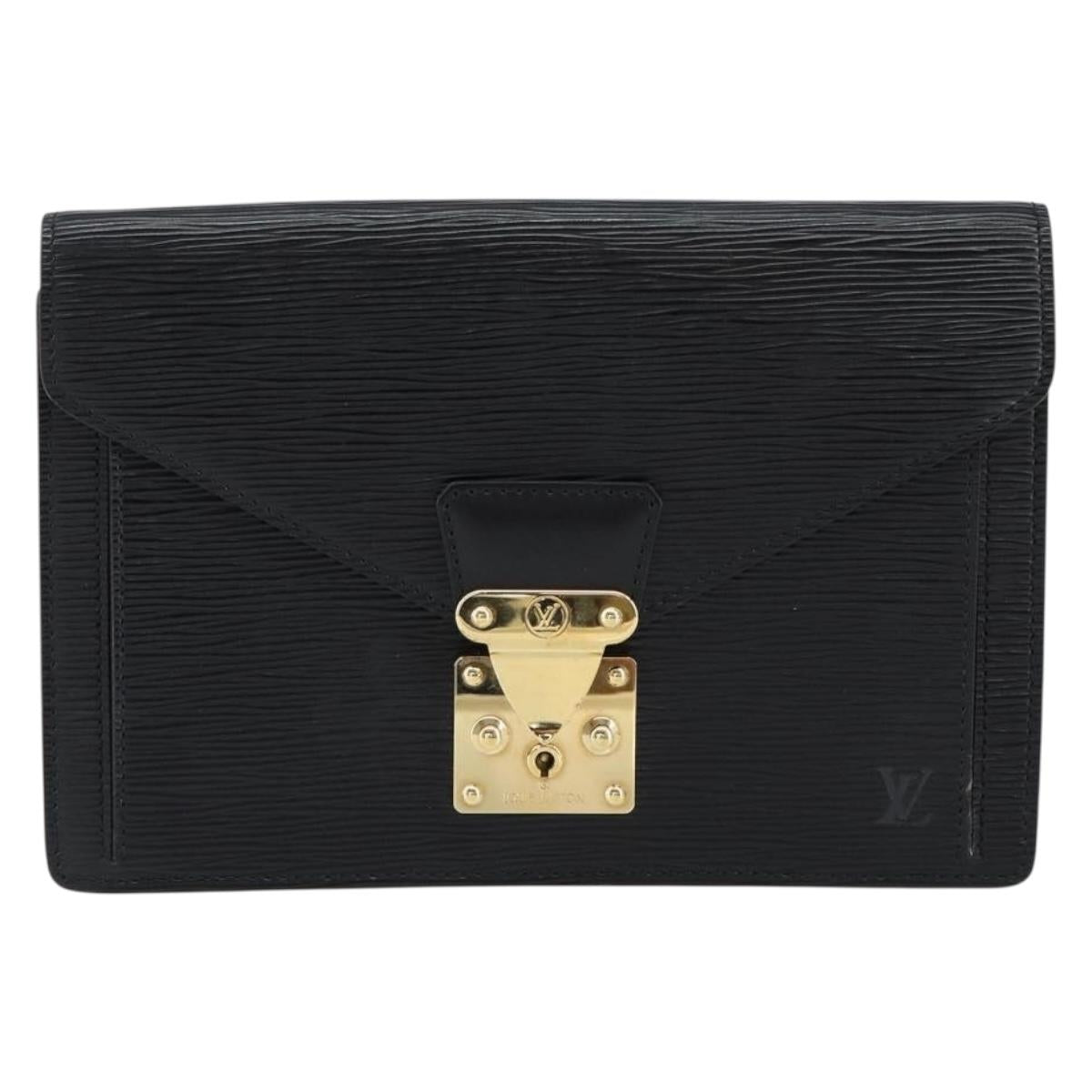 LOUIS VUITTON Epi Serie Dragonne Clutch Bag Black Noir M52612 LV Auth 149598