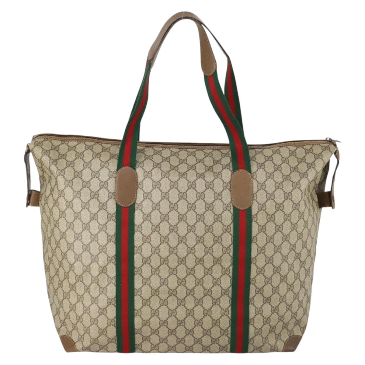 GUCCI GG Supreme Web Sherry Line Bag PVC Beige Red Green 89 19 012 Auth 149602