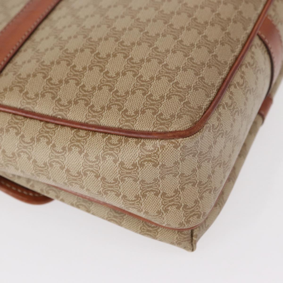 CELINE Macadam Canvas Shoulder Bag PVC Beige Gold Auth 149611