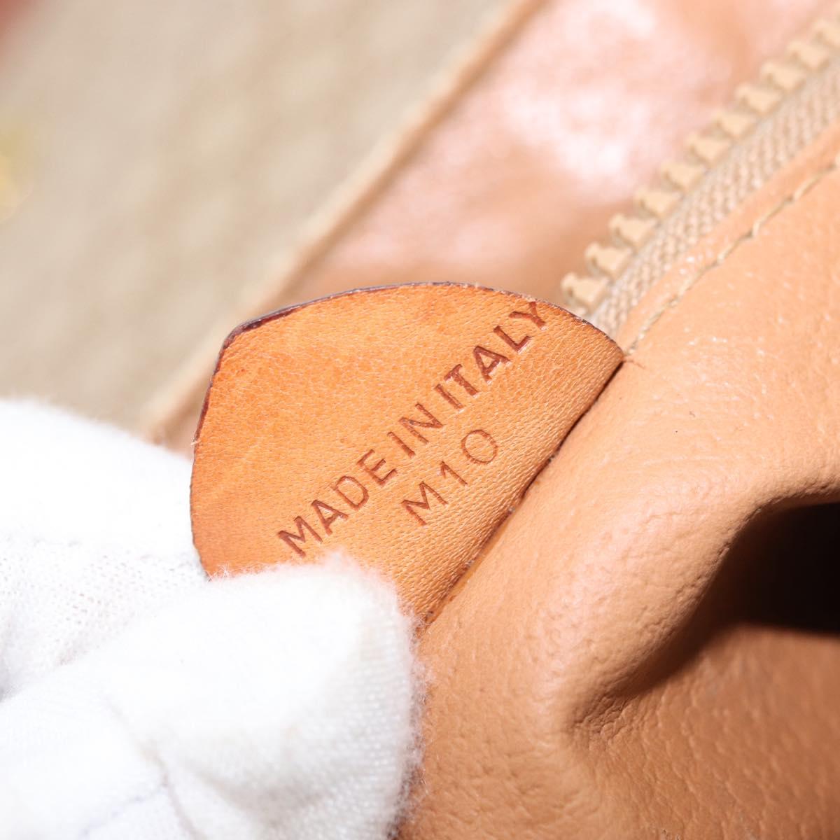 CELINE Macadam Canvas Shoulder Bag PVC Beige Gold Auth 149611