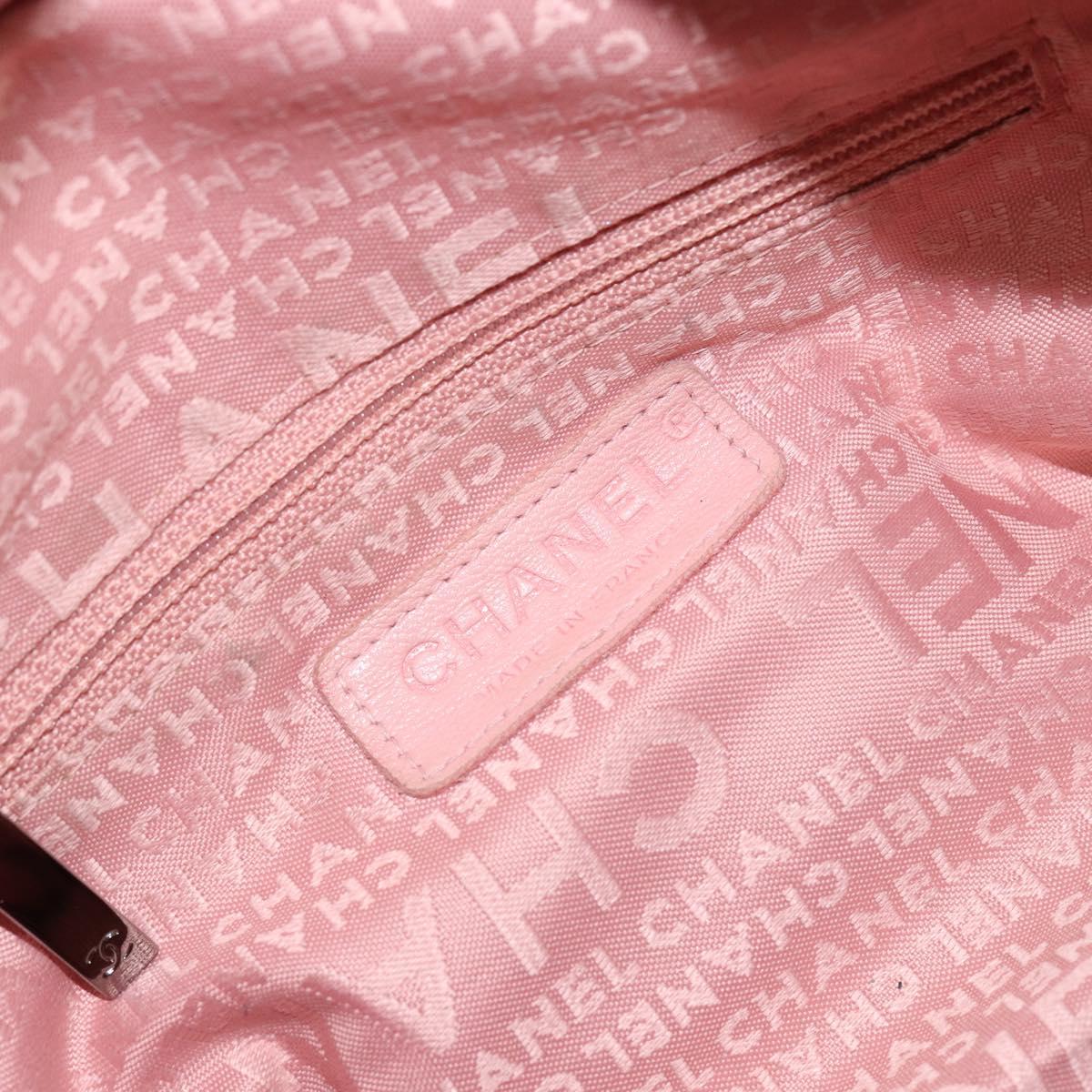 CHANEL Choco Bar COCO Mark Hand Bag Caviar Skin Pink Silver CC Auth 149620