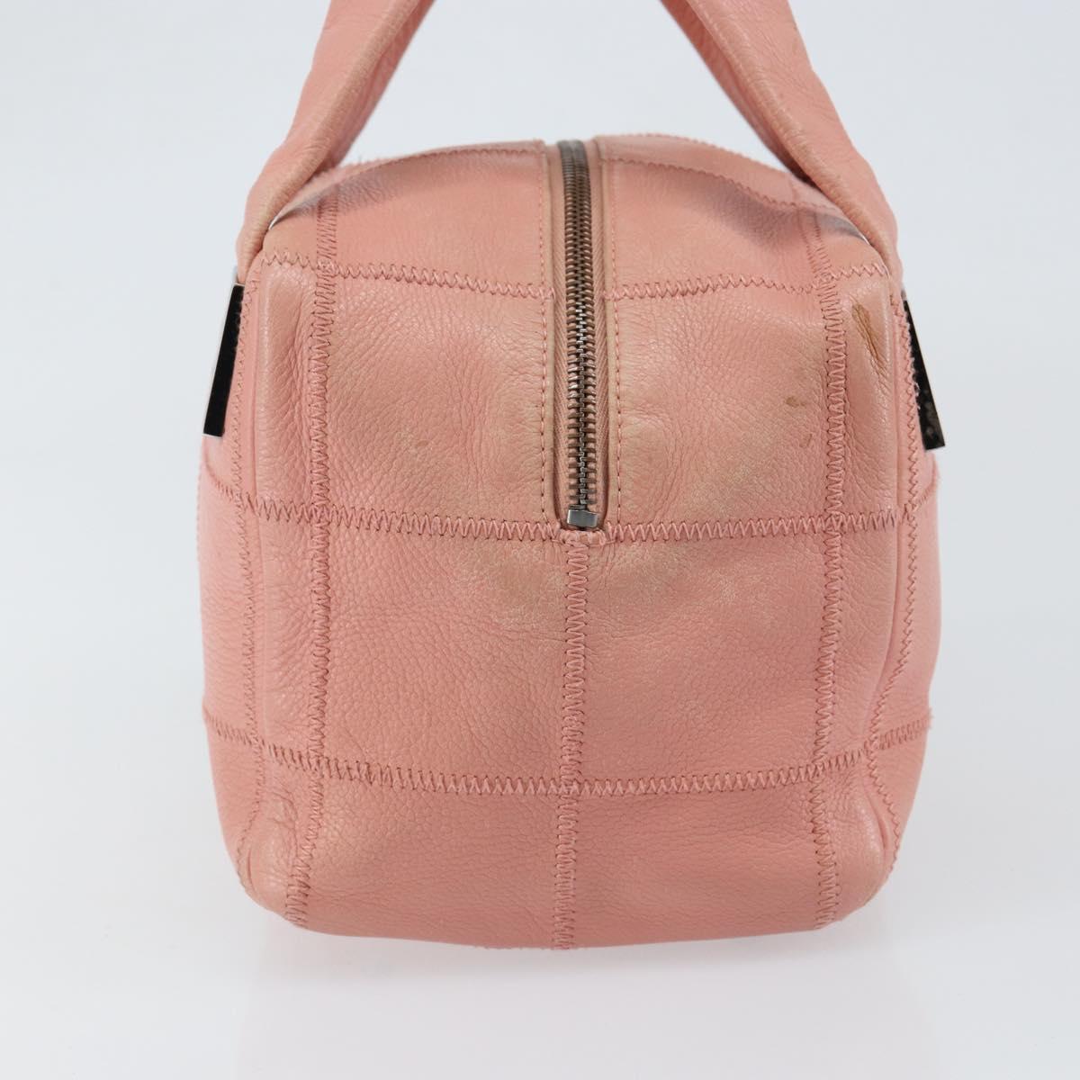 CHANEL Choco Bar COCO Mark Hand Bag Caviar Skin Pink Silver CC Auth 149620