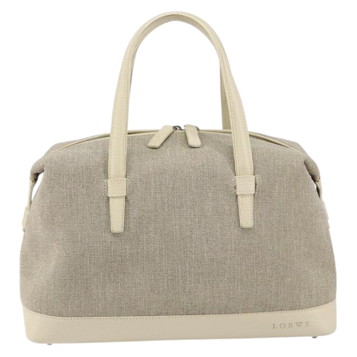 LOEWE Hand Bag Canvas Gray Auth 149622