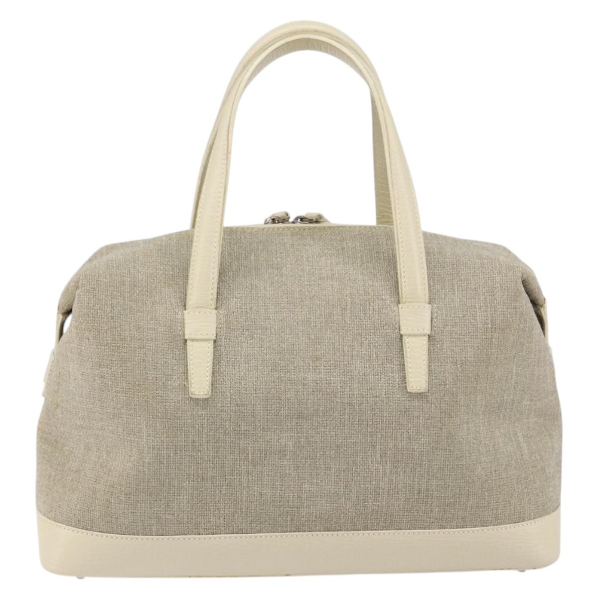 LOEWE Hand Bag Canvas Gray Auth 149622