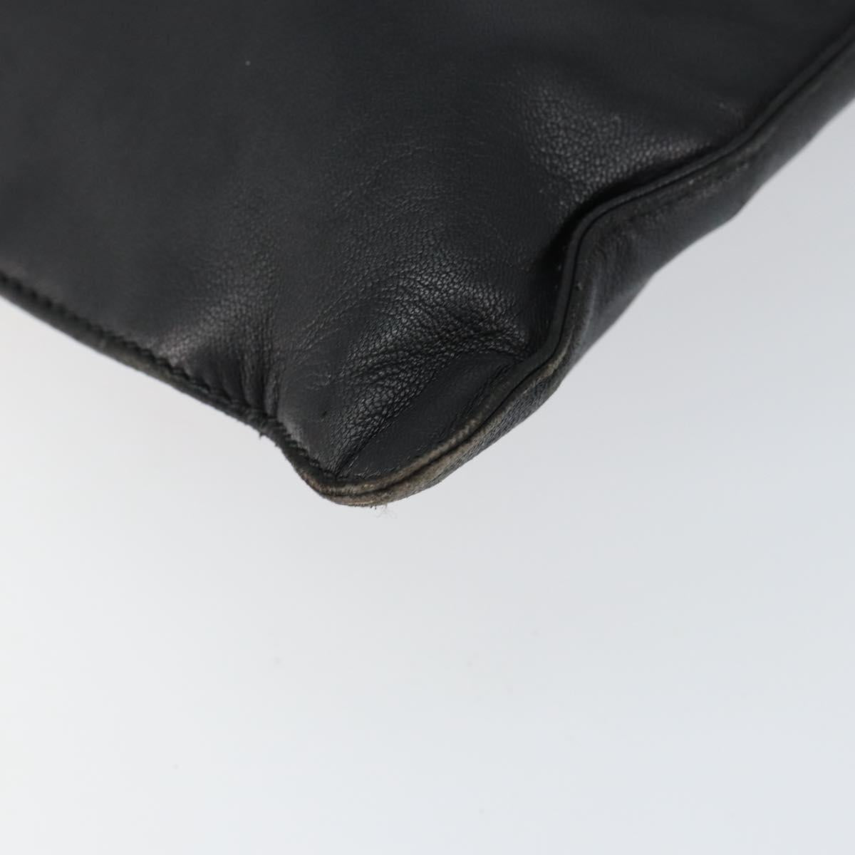 LOEWE Anagram Hand Bag Leather Black Gold Auth 149623