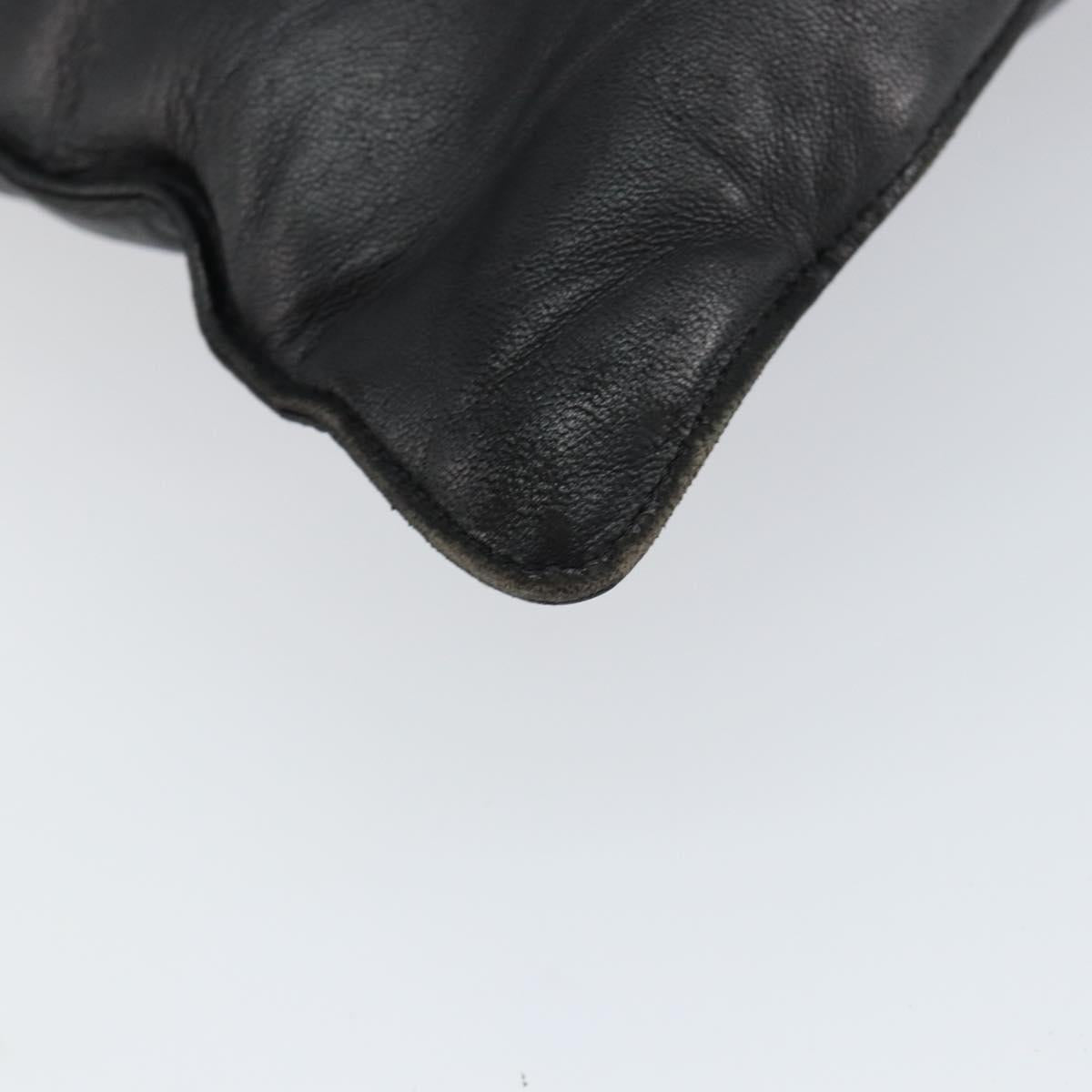 LOEWE Anagram Hand Bag Leather Black Gold Auth 149623