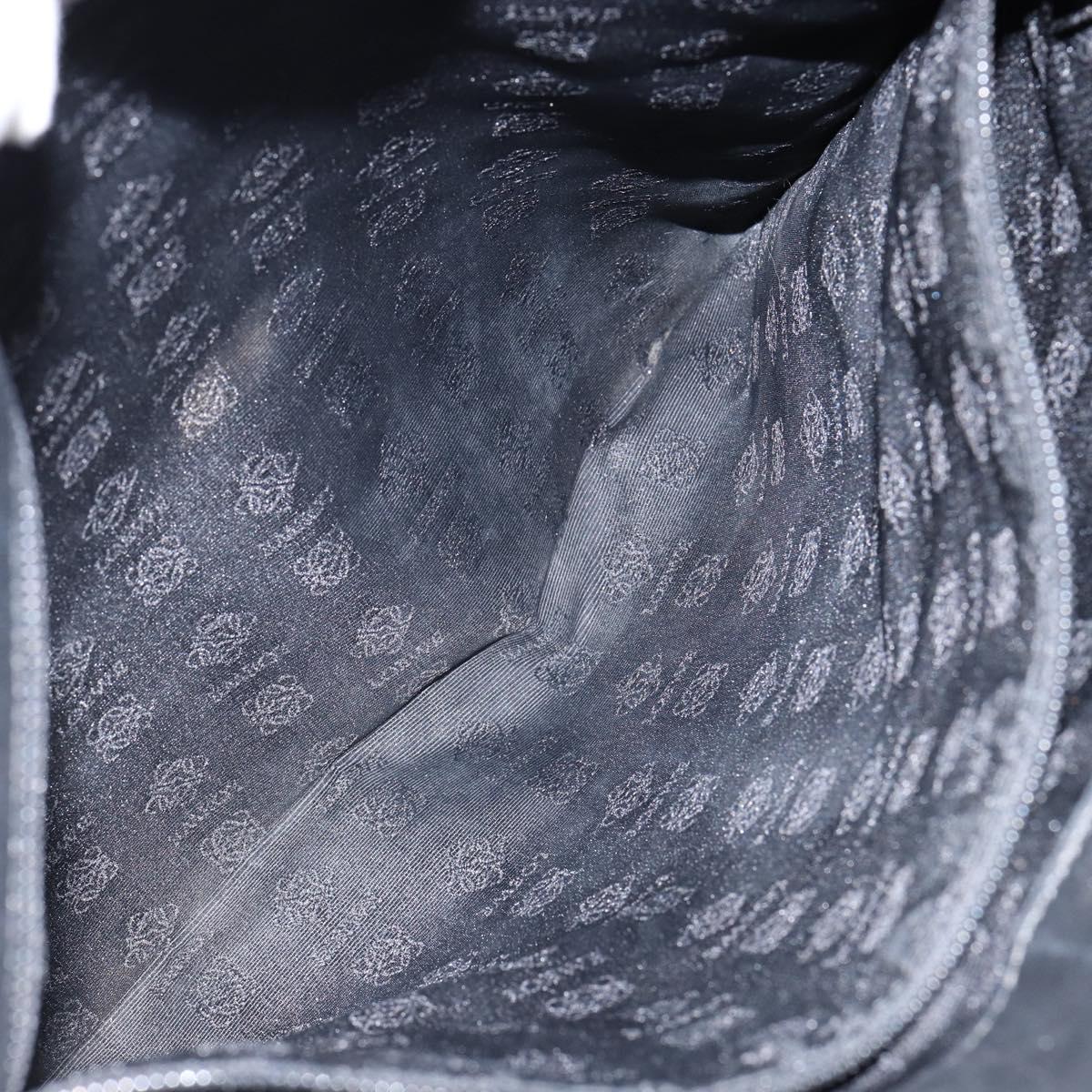 LOEWE Anagram Hand Bag Leather Black Gold Auth 149623