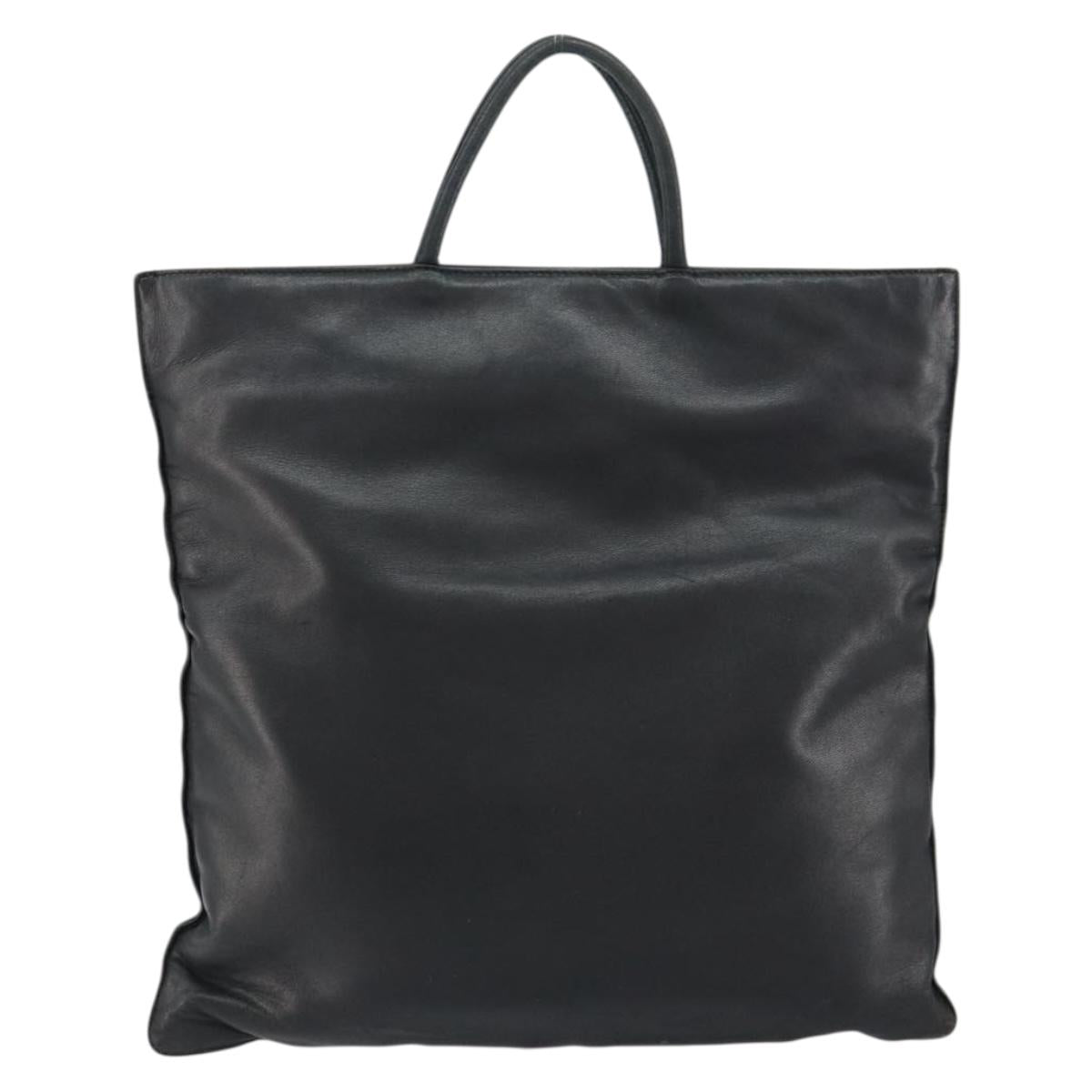 LOEWE Anagram Hand Bag Leather Black Gold Auth 149623