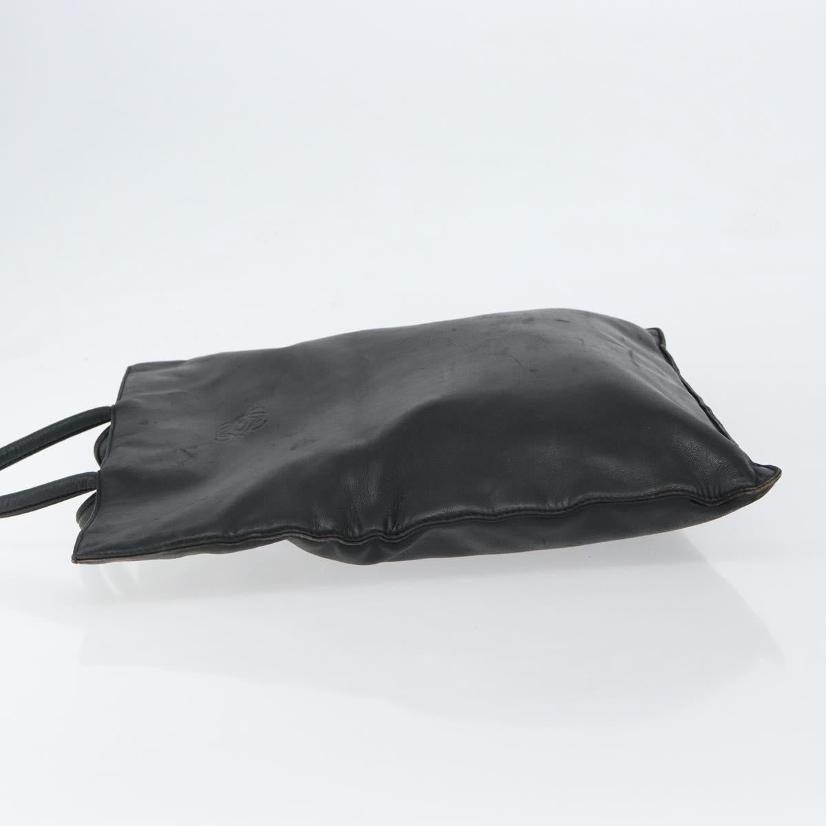 LOEWE Anagram Hand Bag Leather Black Gold Auth 149623