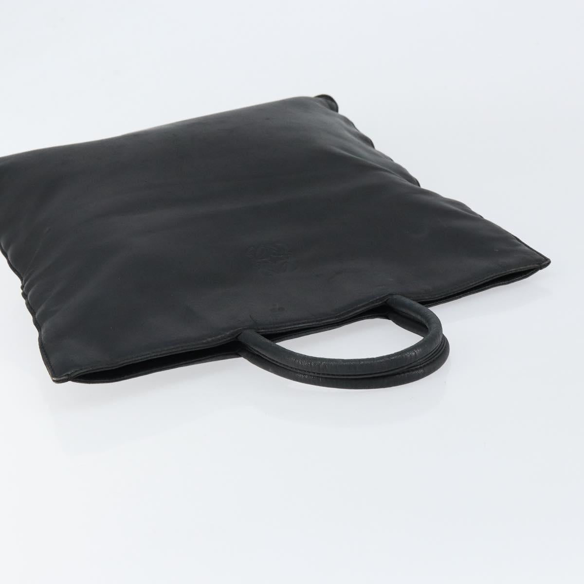 LOEWE Anagram Hand Bag Leather Black Gold Auth 149623