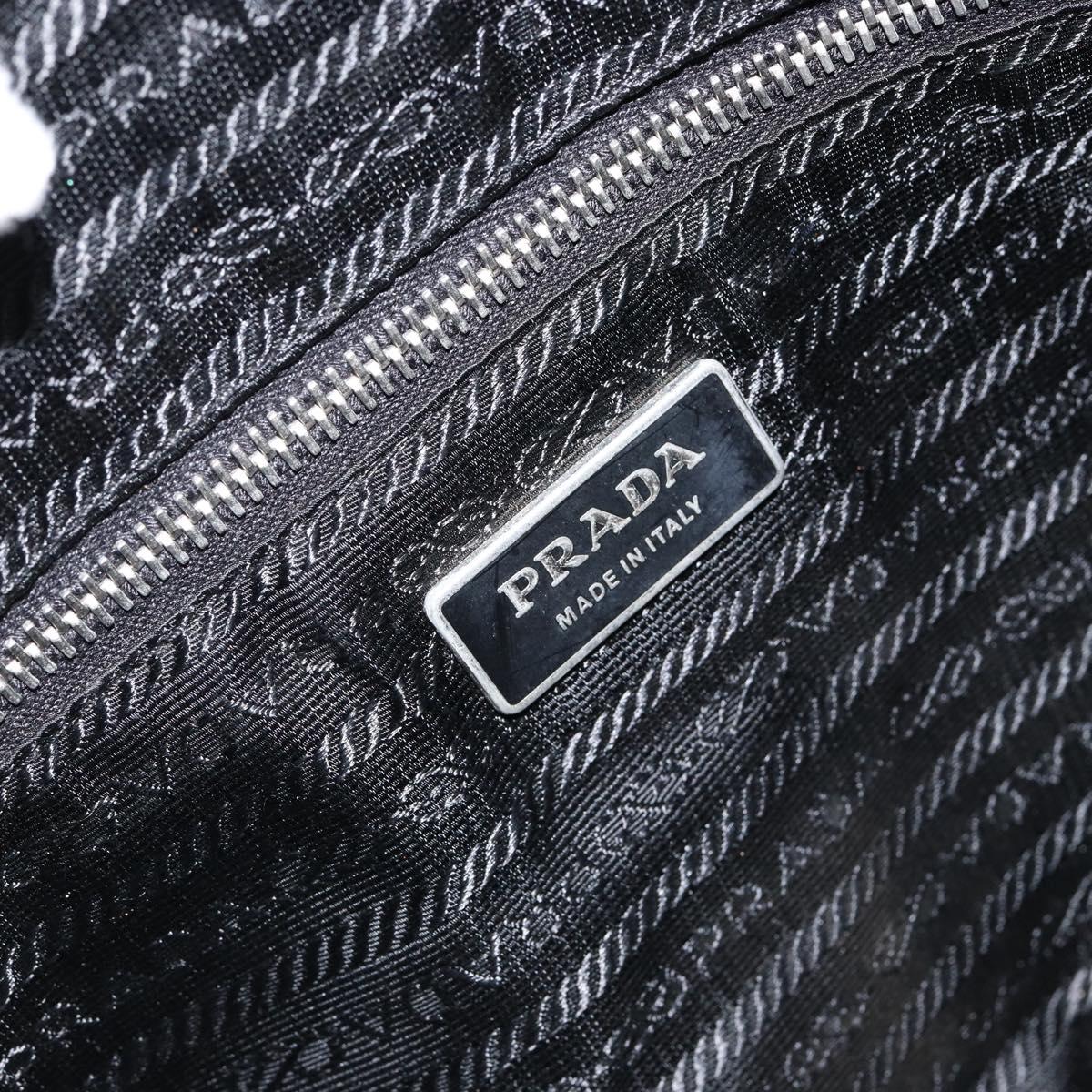 PRADA Shoulder Bag Nylon Black Silver Auth 149624