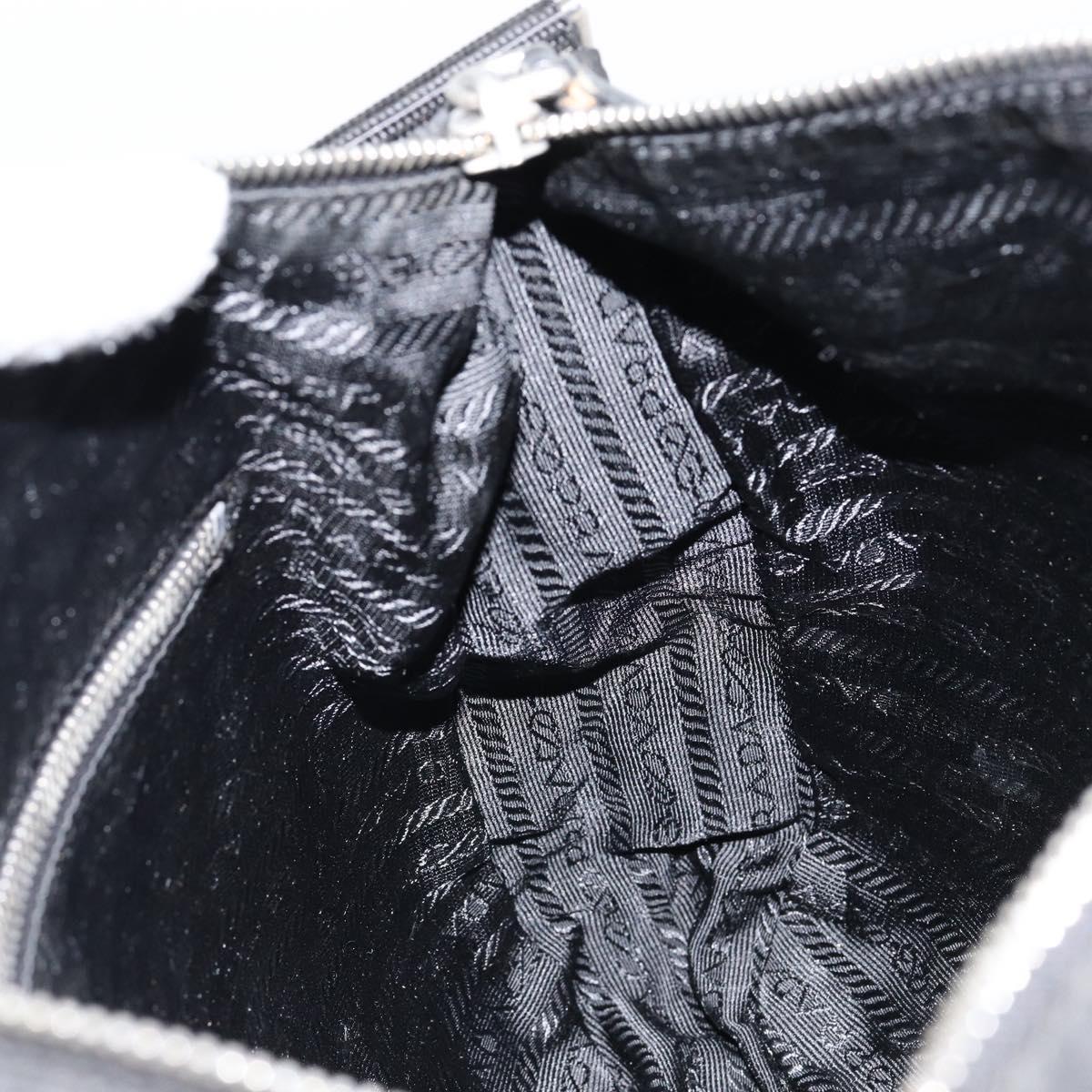 PRADA Shoulder Bag Nylon Black Silver Auth 149624