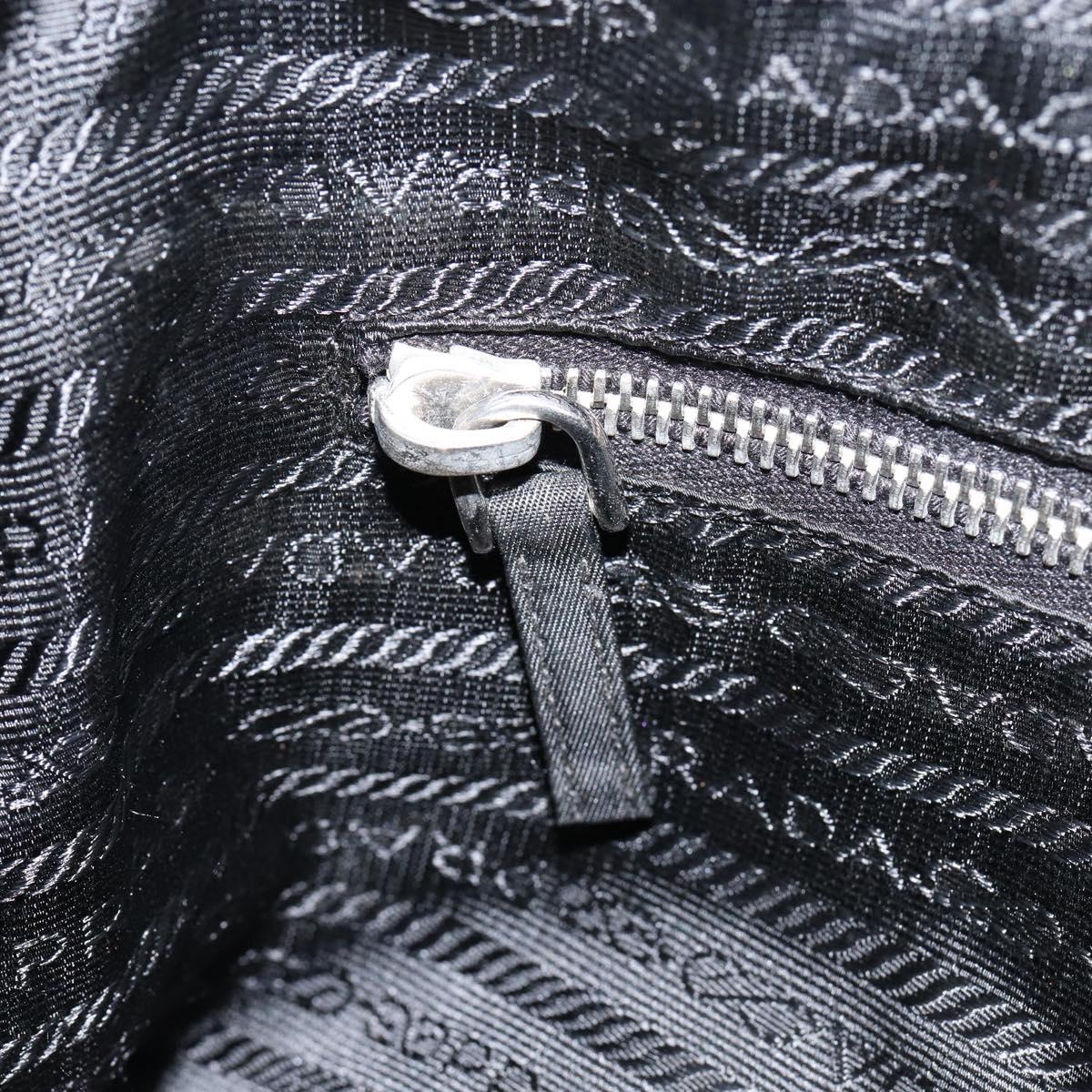 PRADA Shoulder Bag Nylon Black Silver Auth 149624