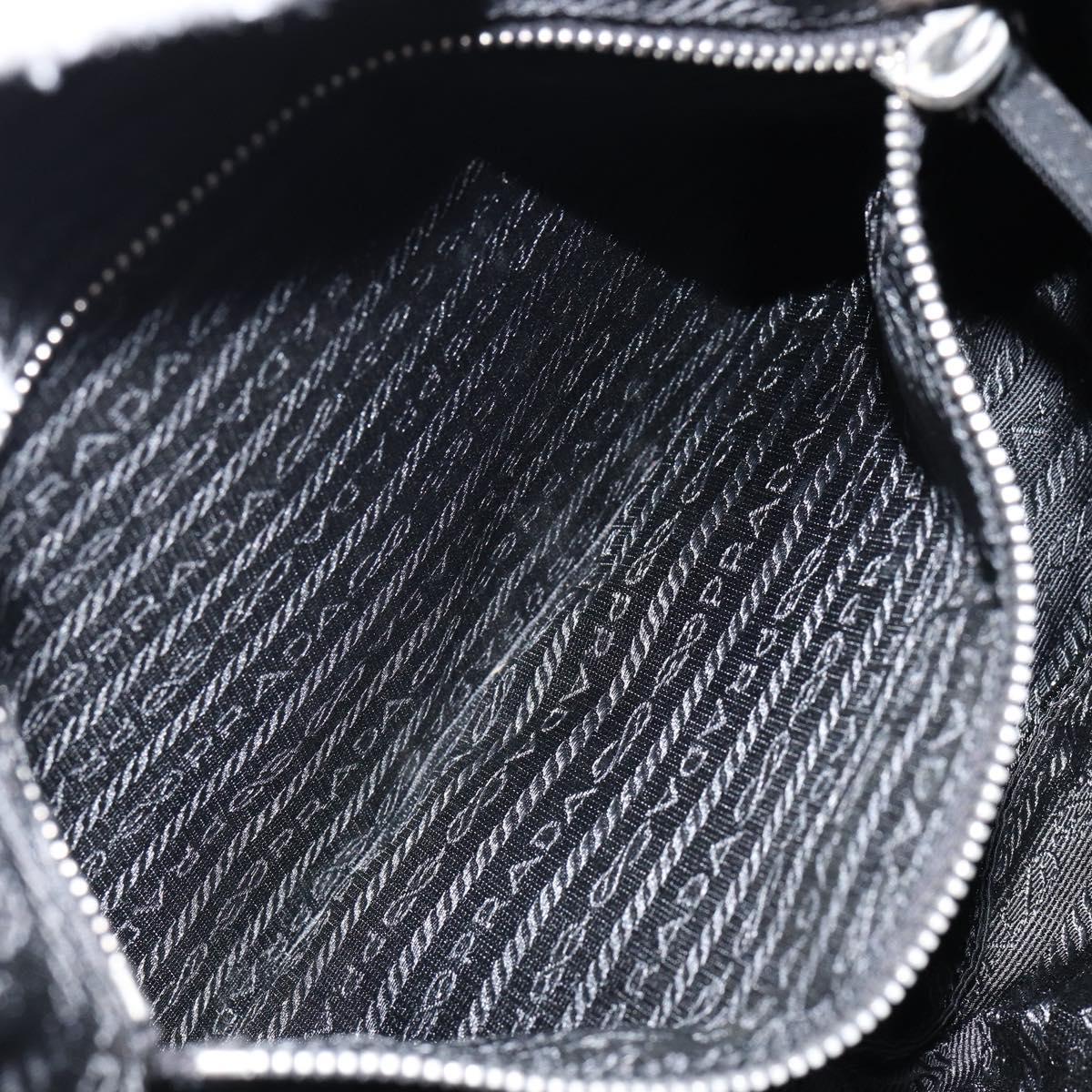 PRADA Shoulder Bag Nylon Black Silver Auth 149624