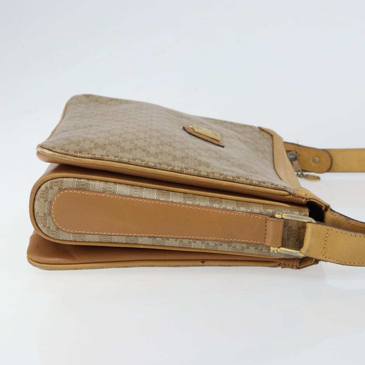 CELINE Macadam Canvas Shoulder Bag PVC Beige Gold Auth 149632