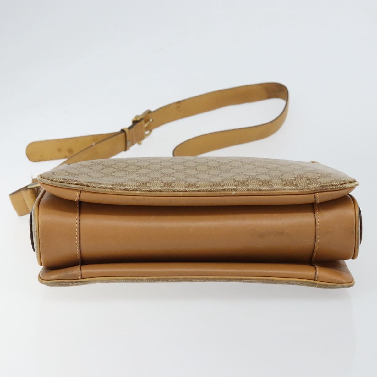 CELINE Macadam Canvas Shoulder Bag PVC Beige Gold Auth 149632