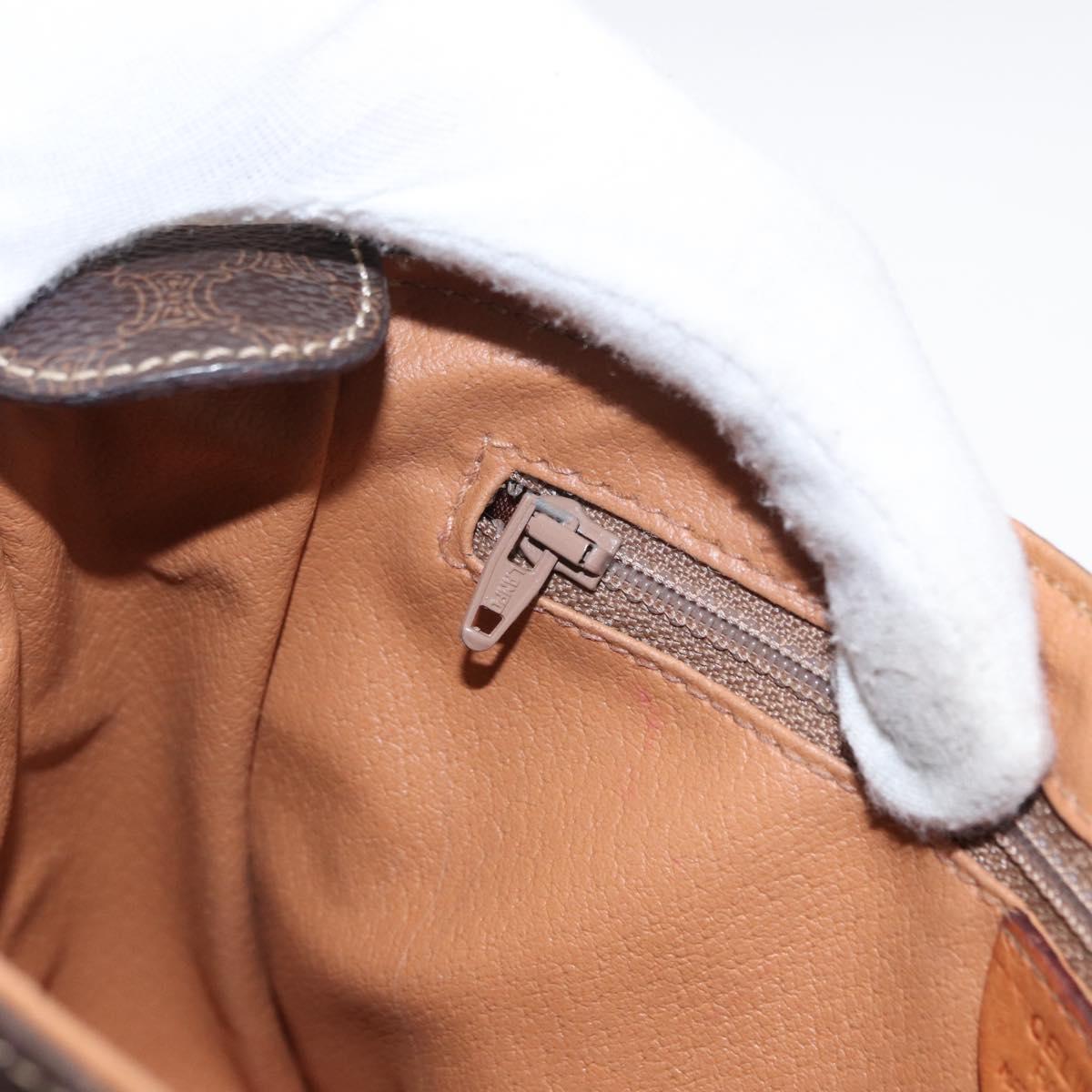 CELINE Macadam Canvas Shoulder Bag PVC Leather Brown Gold Auth 149636