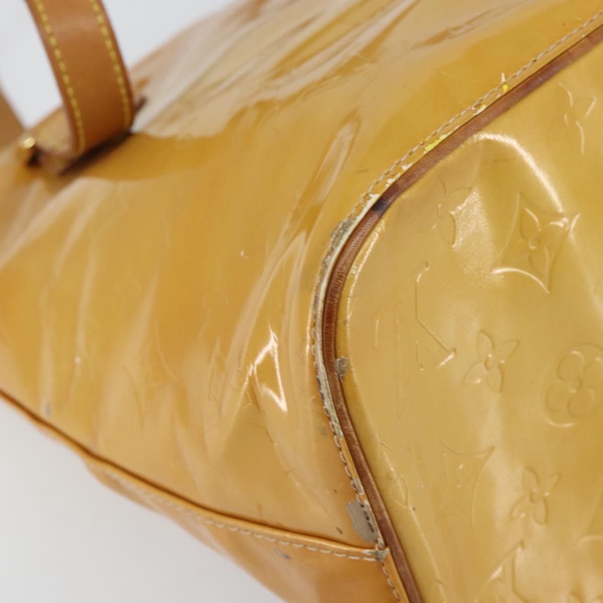 LOUIS VUITTON Monogram Vernis Houston Hand Bag Beige M91004 LV Auth 149638