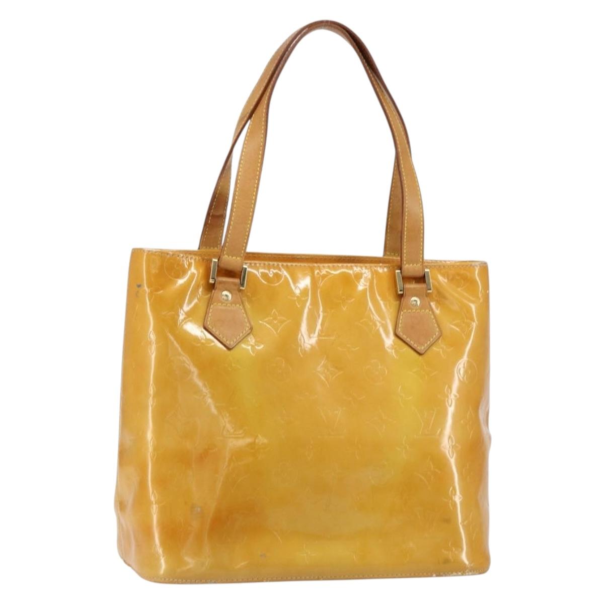 LOUIS VUITTON Monogram Vernis Houston Hand Bag Beige M91004 LV Auth 149638