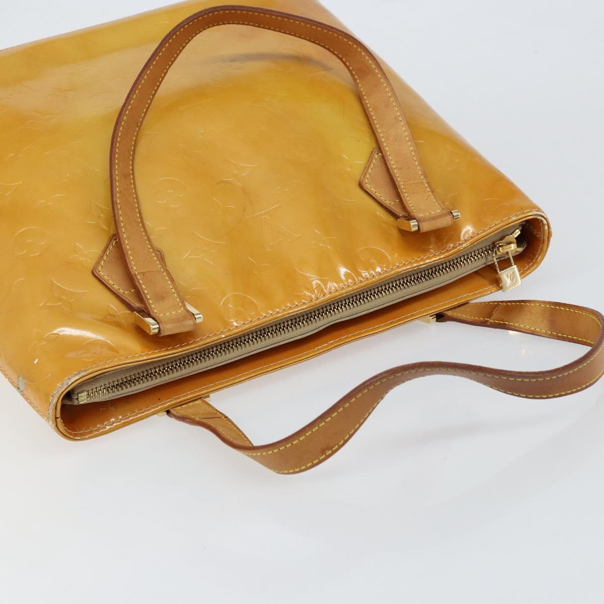 LOUIS VUITTON Monogram Vernis Houston Hand Bag Beige M91004 LV Auth 149638