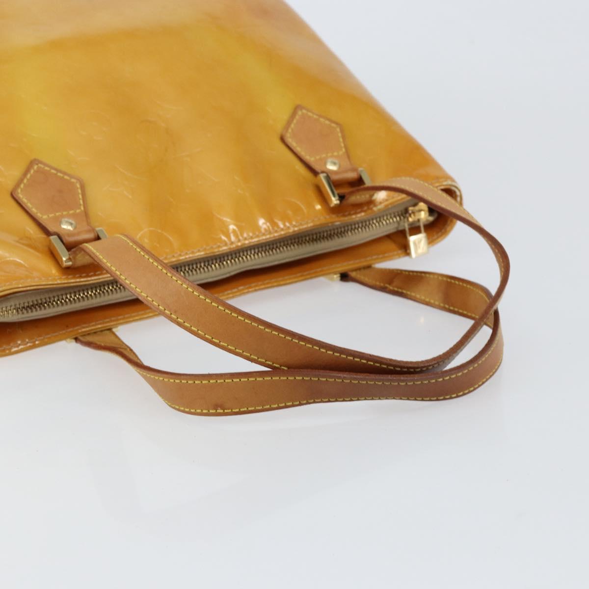 LOUIS VUITTON Monogram Vernis Houston Hand Bag Beige M91004 LV Auth 149638